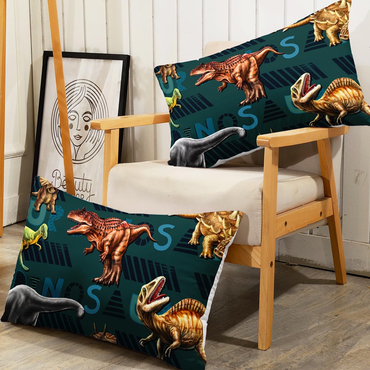 AILONEN 3D Dinosaur Fitted Sheet Twin XL Size, Cartoon Dinosaur Bedding Sets Bed Sheet Set,Green Theme Bedsheets Set 3 Pcs,1 Deep Pocket and 2 Pillowcases