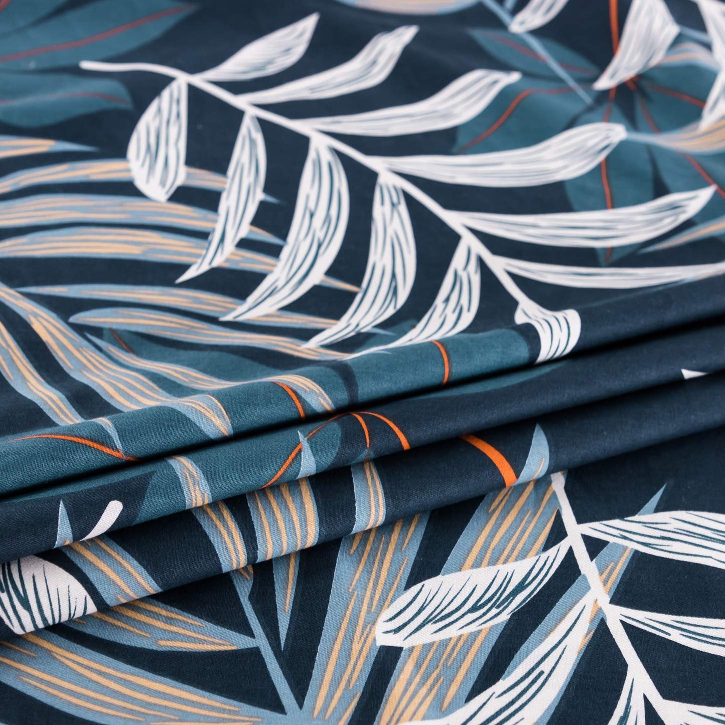 YuHeGuoJi Tropical Botanical Duvet Cover Queen 100% Cotton 3 Pcs Set 1 Blue White Plant Duvet Cover with Zipper Ties 2 Pillowcases Farmhouse Coastal Hawaiian Leaves Pattern Bedding Set Soft