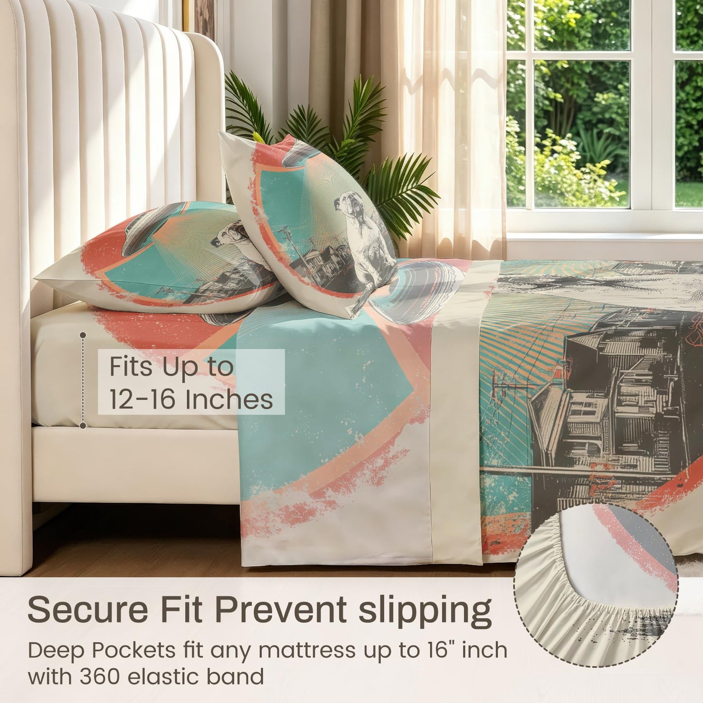 Bulldog Bedding Set 4 Pcs Kids UFO Queen Sheets