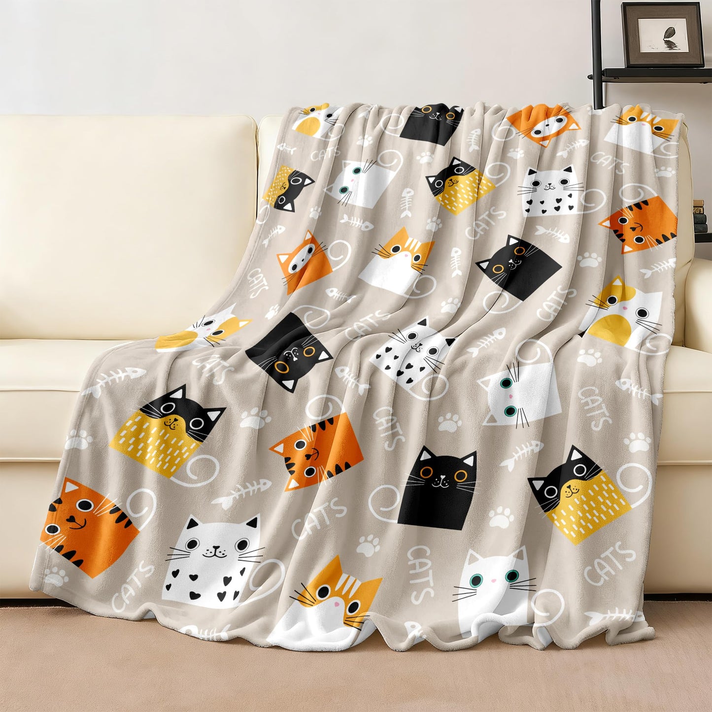 Cat Blanket Gifts for Girls Women Soft Flannel Cats Lovers Throw Blanket Cat Birthday Gift Bedding Decor for Women Girls Kids Adults 50"x40"