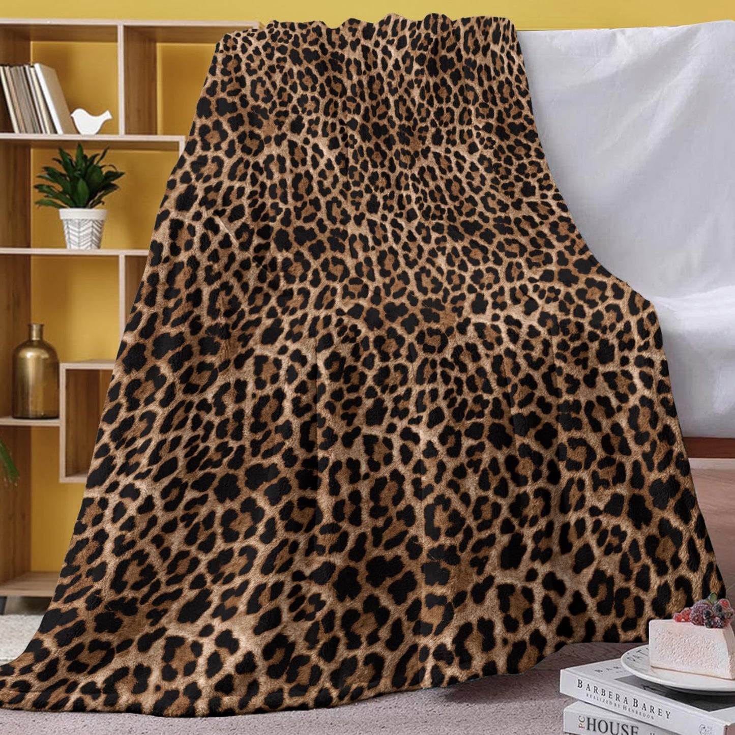 Zzkol Leopard Print Flannel Throw Blanket, Classic Cheetah Print Throw for All Season Decor, Birthday Gifts for Adults Men Women, Soft Blankets for Bedding Sofa 50" x 60"