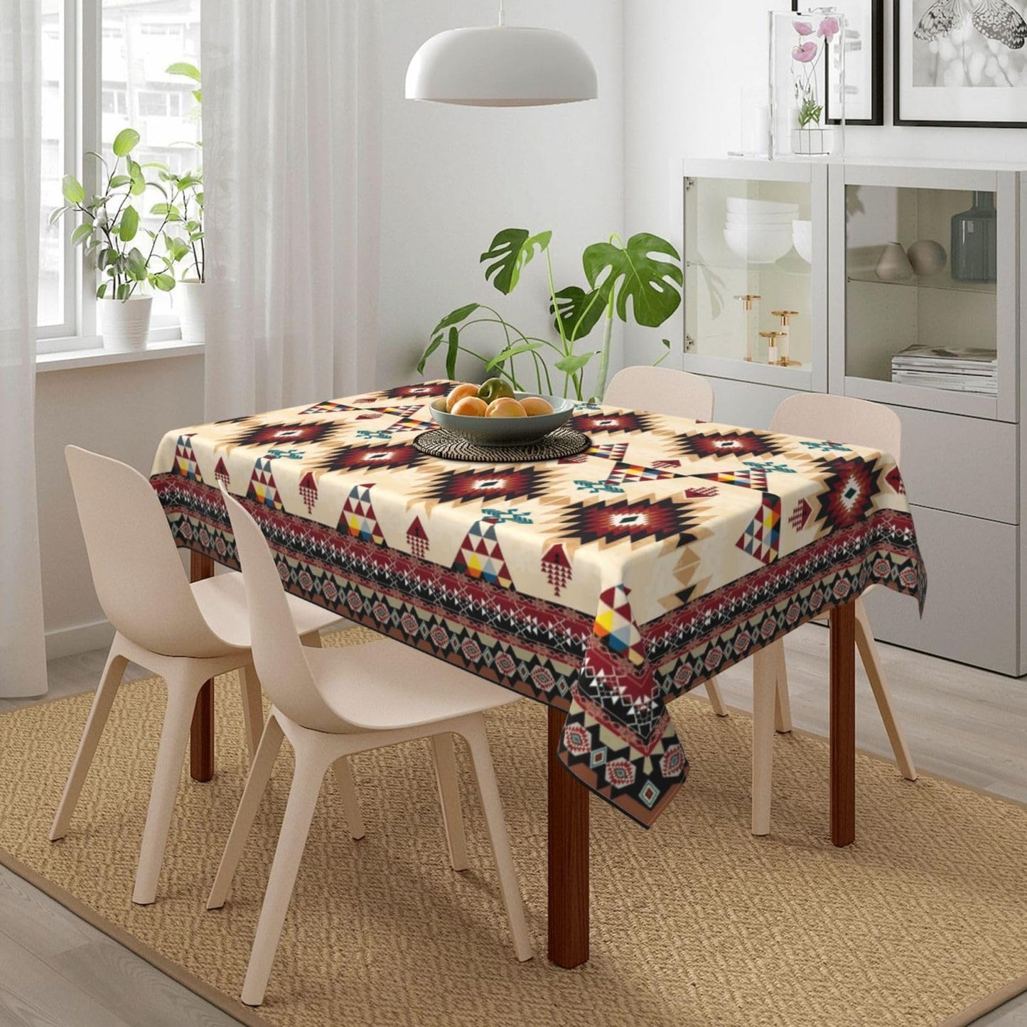 Southwestern Geometric Rectangle Tablecloth 54" x 72", Vibrant Tribal Polyester Waterproof Table Cover, Boho Ethnic Southwest for Dining Room Kitchen Party Indoor Outdoor, Gifts for Rustic Decor Lover