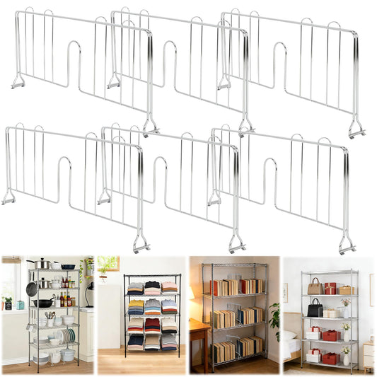 awagas 6 Pack 18" W Wire Shelf Dividers, No Tool Chrome Plated Steel Shelf Separators for Wire Shelving, Organizers for Garage, Kitchen, Pantry, Office, Warehouse Storage
