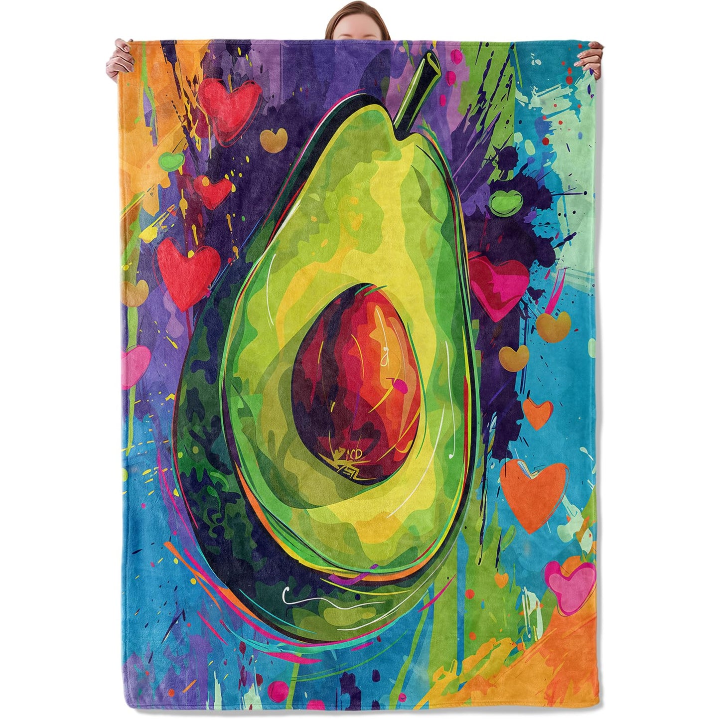 Avocado Theme Blanket Gifts for Women Girls, Soft Warm Lightweight Flannel Throw Blankets for Living Room Home Sofa Travel Decor 50" x 60"