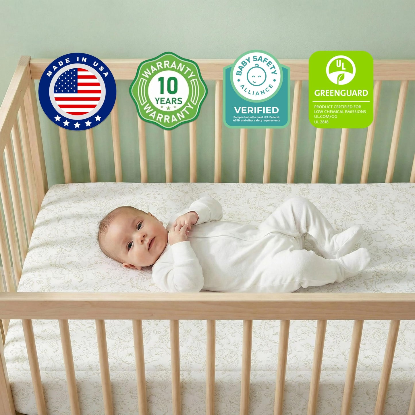 Dream On Me Serene Snooze 2-in-1 Crib Mattress, Dual-Sided for Infants & Toddlers, Waterproof Cover, GREENGUARD Gold Certified, Fits Full Size Crib & Toddler Bed, 52” x 28” x 5”