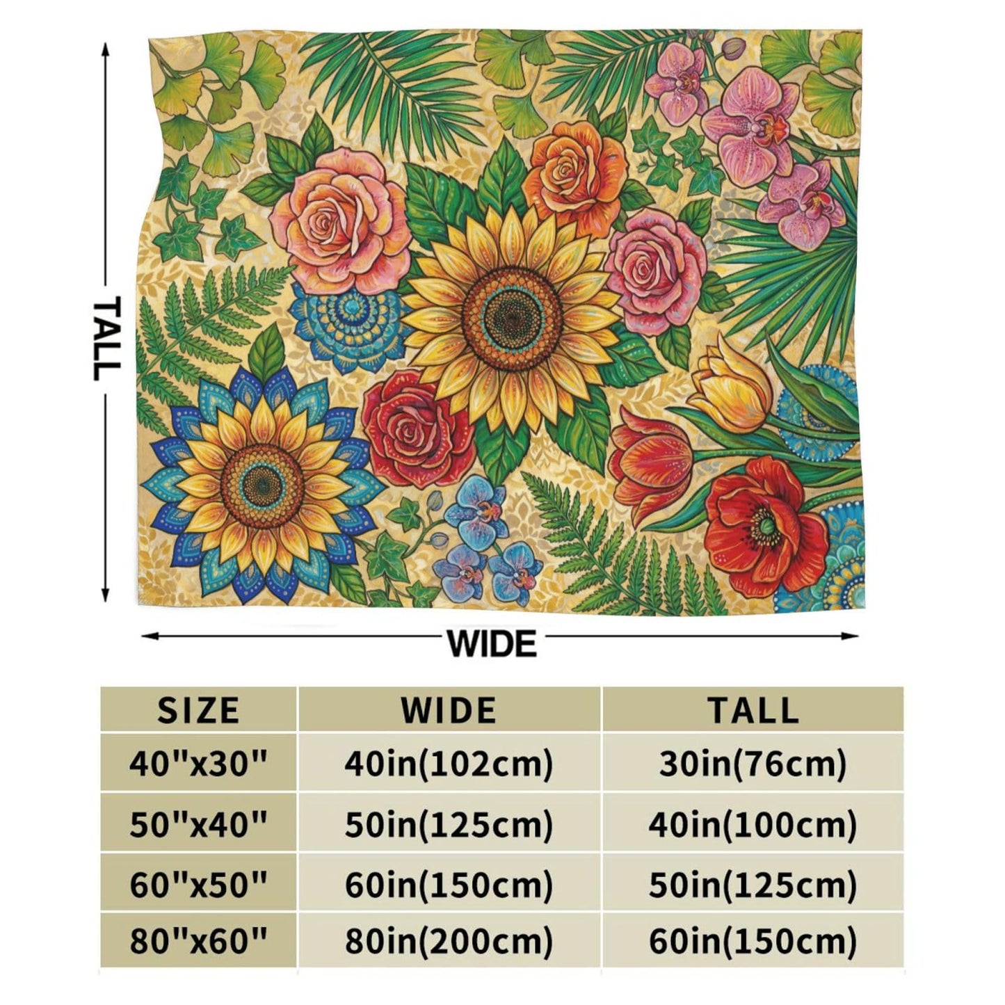 Gbuzozie Sunflowers Flowers Fleece Blanket Lightweight Ultra-Soft Botanic Floral Pattern Throw Blanket for Sofa Couch Bed Camping Travel - Super Soft Cozy Microfiber Blanket 50"X40"