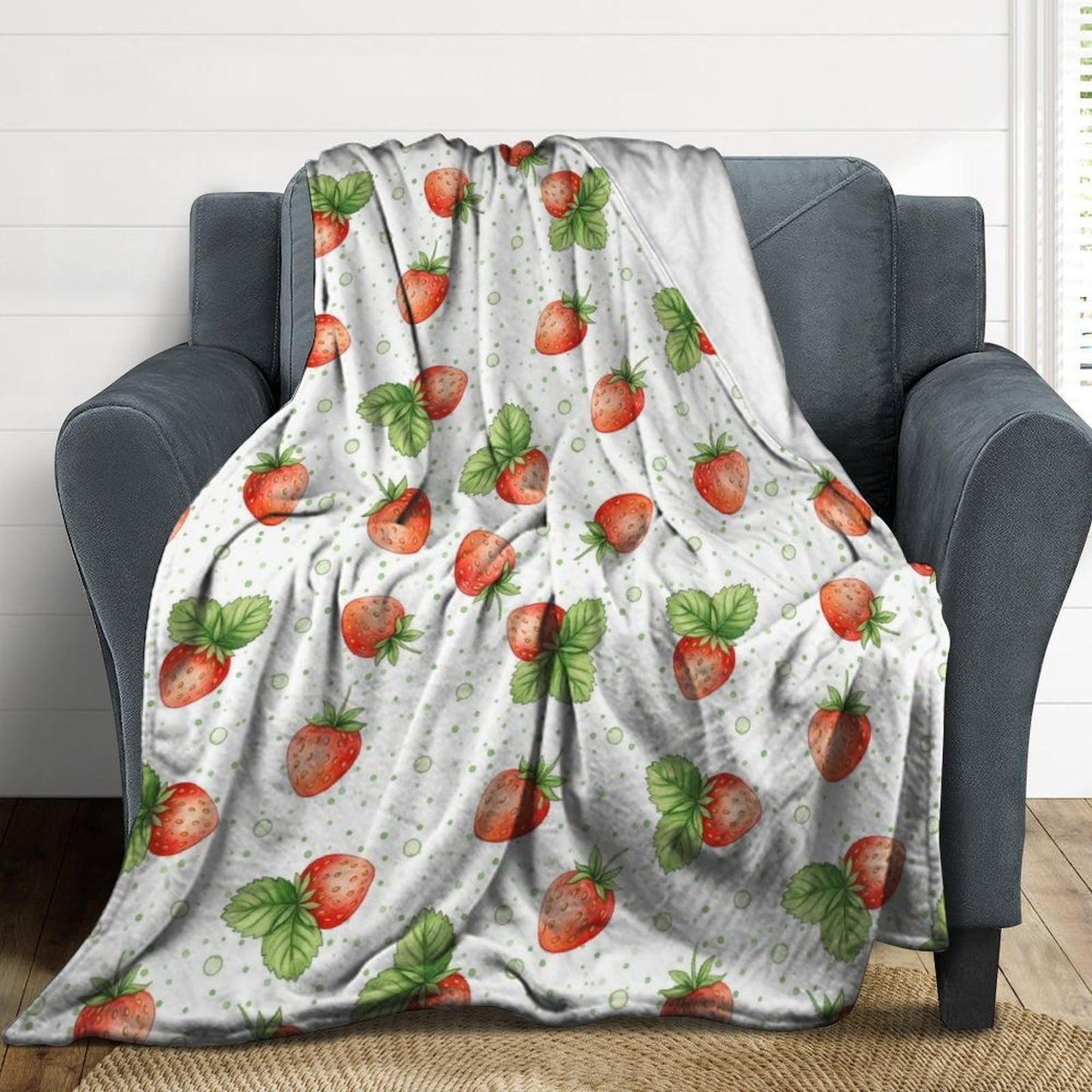 Meaudiwes Fashion Blanket Carpet, Flannel Blanket Winter Warm Blanket for Women Men Compatible with Strawberry Fruit