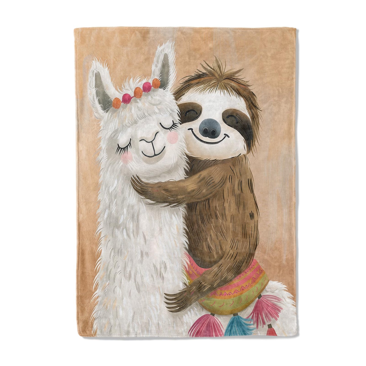 Whimsical Llama & Sloth Plush Throw Blanket | Ultra-Soft, Lightweight Flannel | Comfy Warmth, Anti-Pilling | Ideal for Couch, Bedroom, Travel for Children & Adults 60×50in