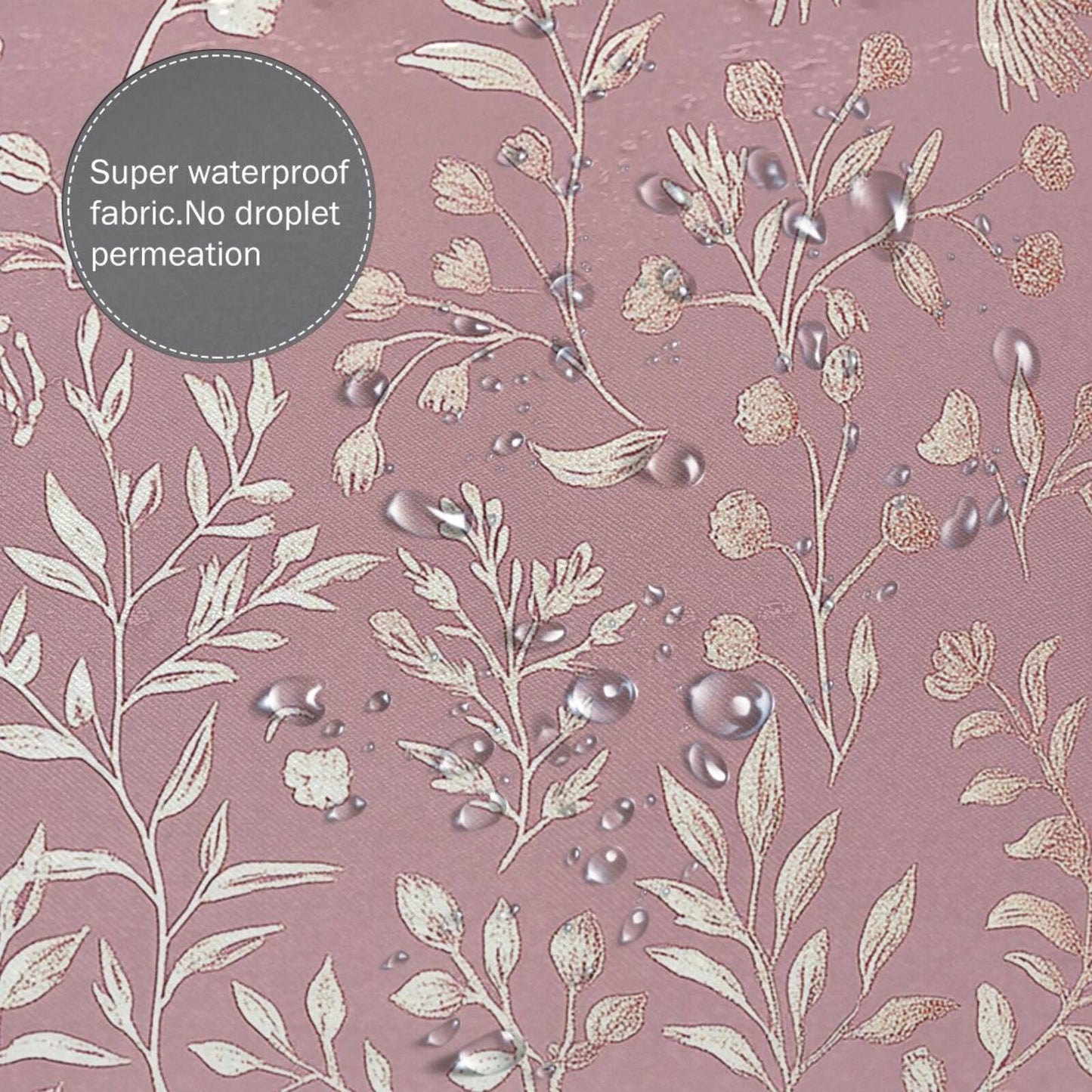 HSYOYO Pink Gold Leaves Branch Shower Curtains for Bathroom Waterproof Shower Curtain Set with 12 Plastic Hooks Washable Bathroom Curtain Modern Bathroom Decor 72" W x 72" L