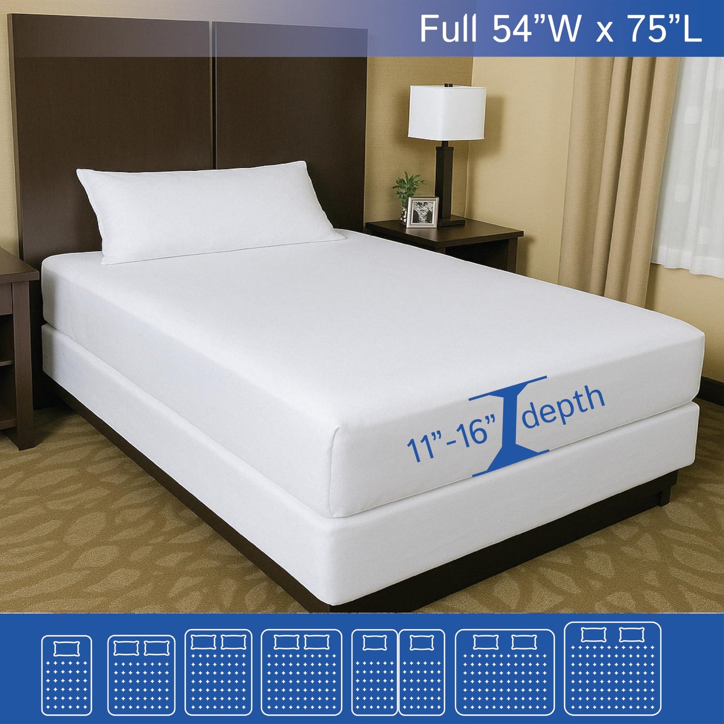 Full Size Mattress Protector Bedbug Waterproof Zippered Cover Hypoallergenic Premium Quality Encasement White