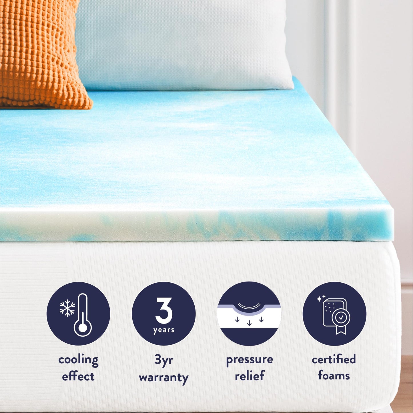 Best Price Mattress 1.5 Inch Swirl Gel AeroBreeze Cooling Air Flow Memory Foam Mattress Topper, Dorm Essentials, Twin