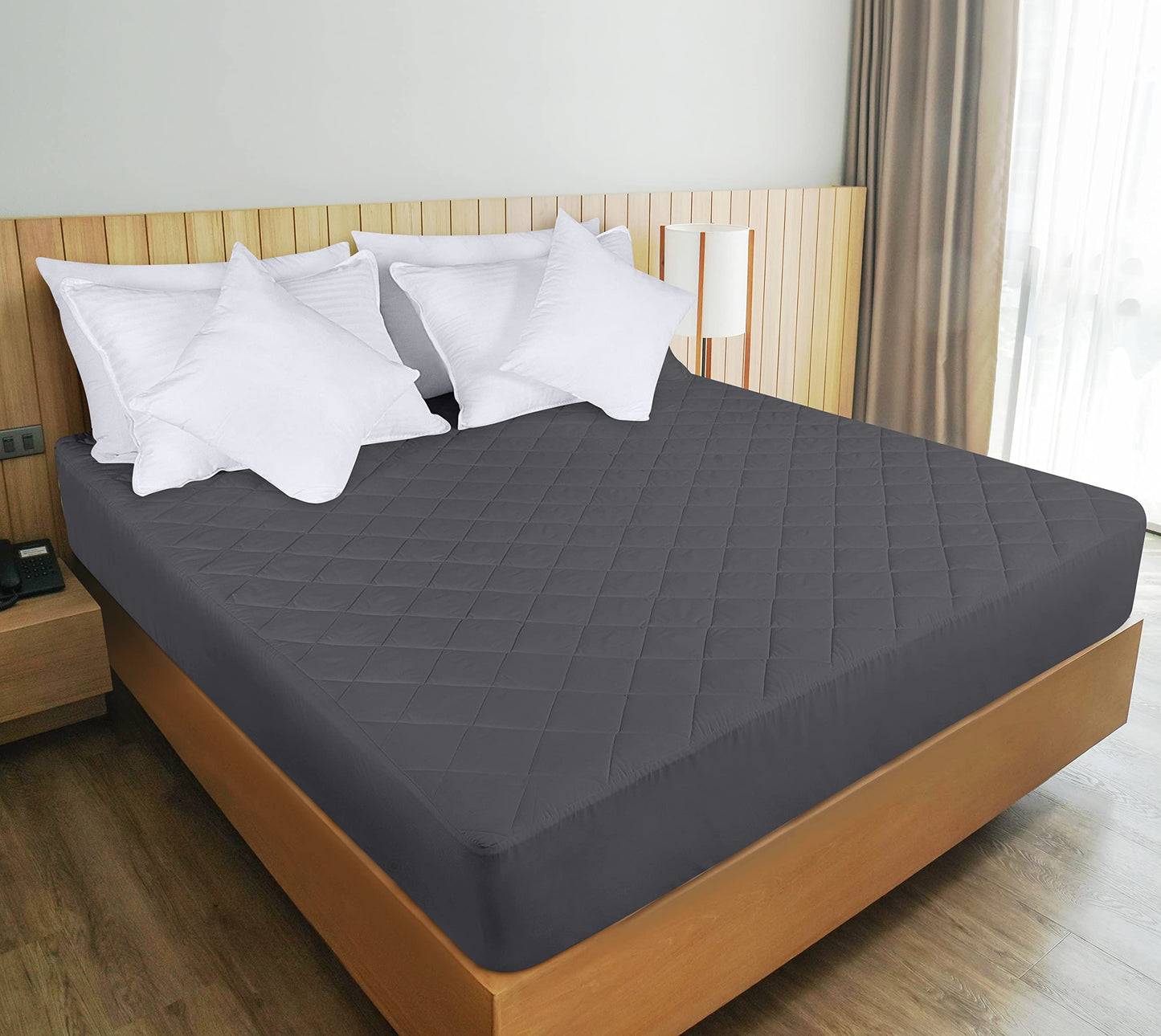 Quilted Fitted Mattress Pad, Queen Mattress Protector Topper with Deep Pocket Stretches up to 16 Inches, Machine Washable Mattress Cover by Utopia Bedding (Grey)