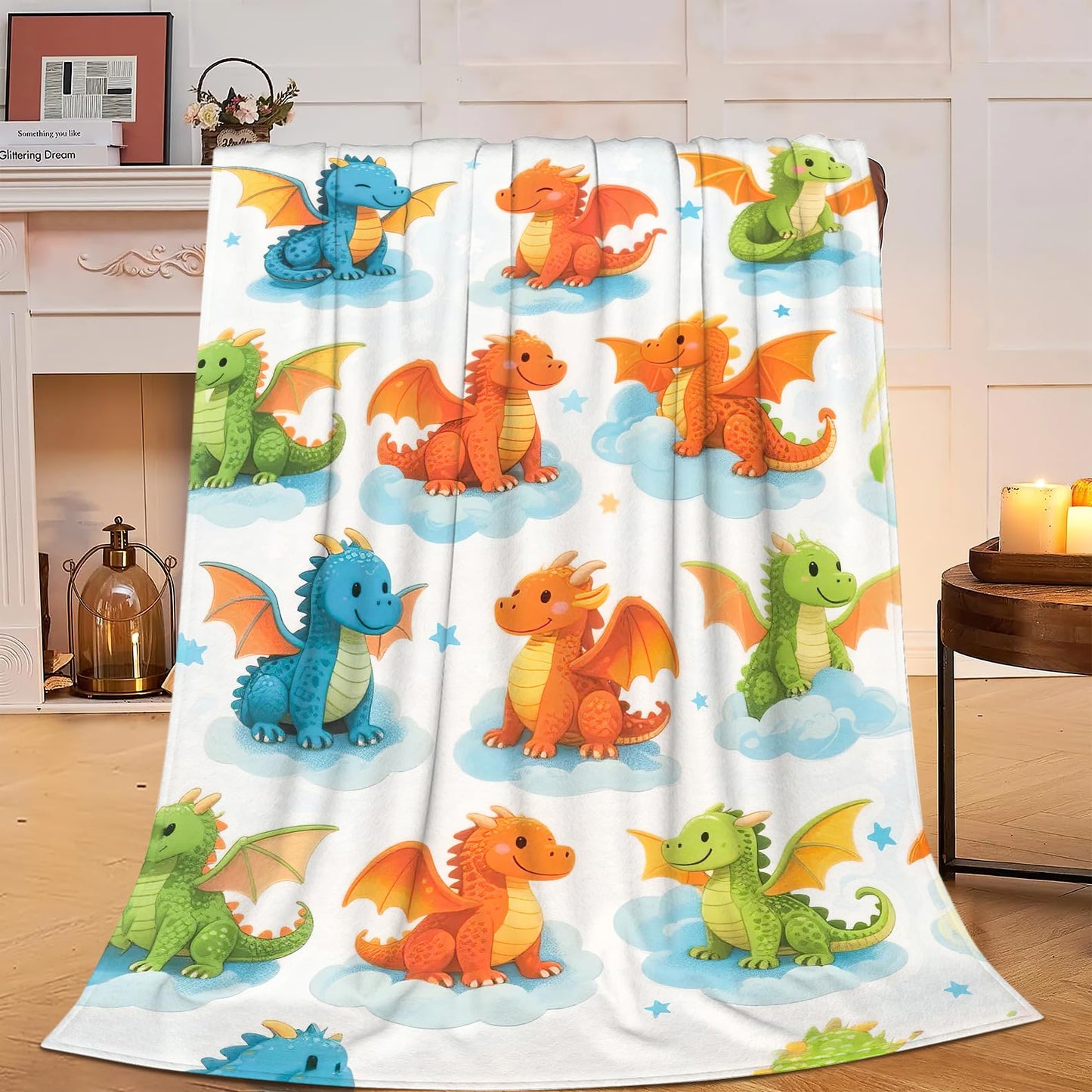 Dragon Blanket Dragon Gifts for Women Girls Cute Throw Blanket for Dragons Lover Soft Flannel Cozy Fleece Fuzzy Plush Warm Bedding Stuff for Kids Adults 40 x 50 Inch