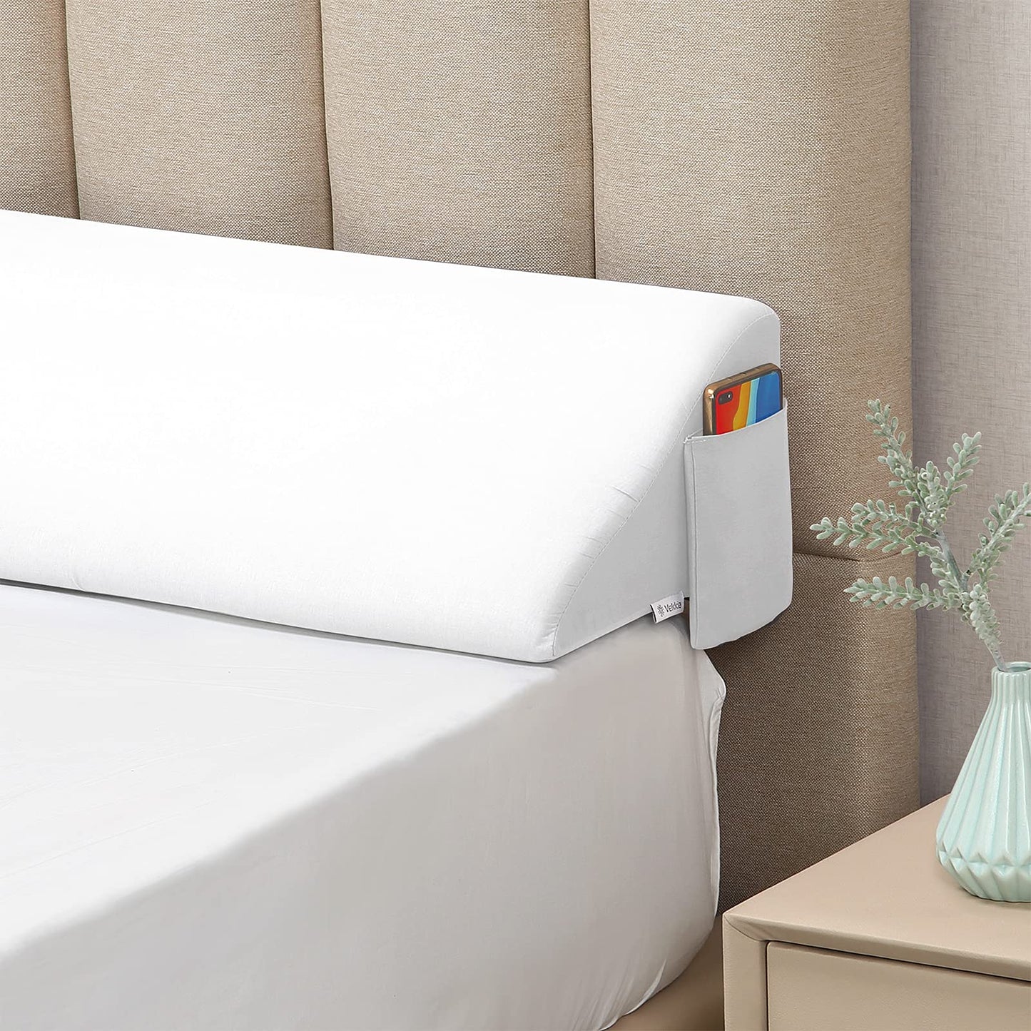 Vekkia King Bed Wedge Pillow for Headboard Gap/Bed Gap Filler/Mattress Wedge to Fill 0-6" Gap Between Headboard and Mattress (White 76"x10"x6")