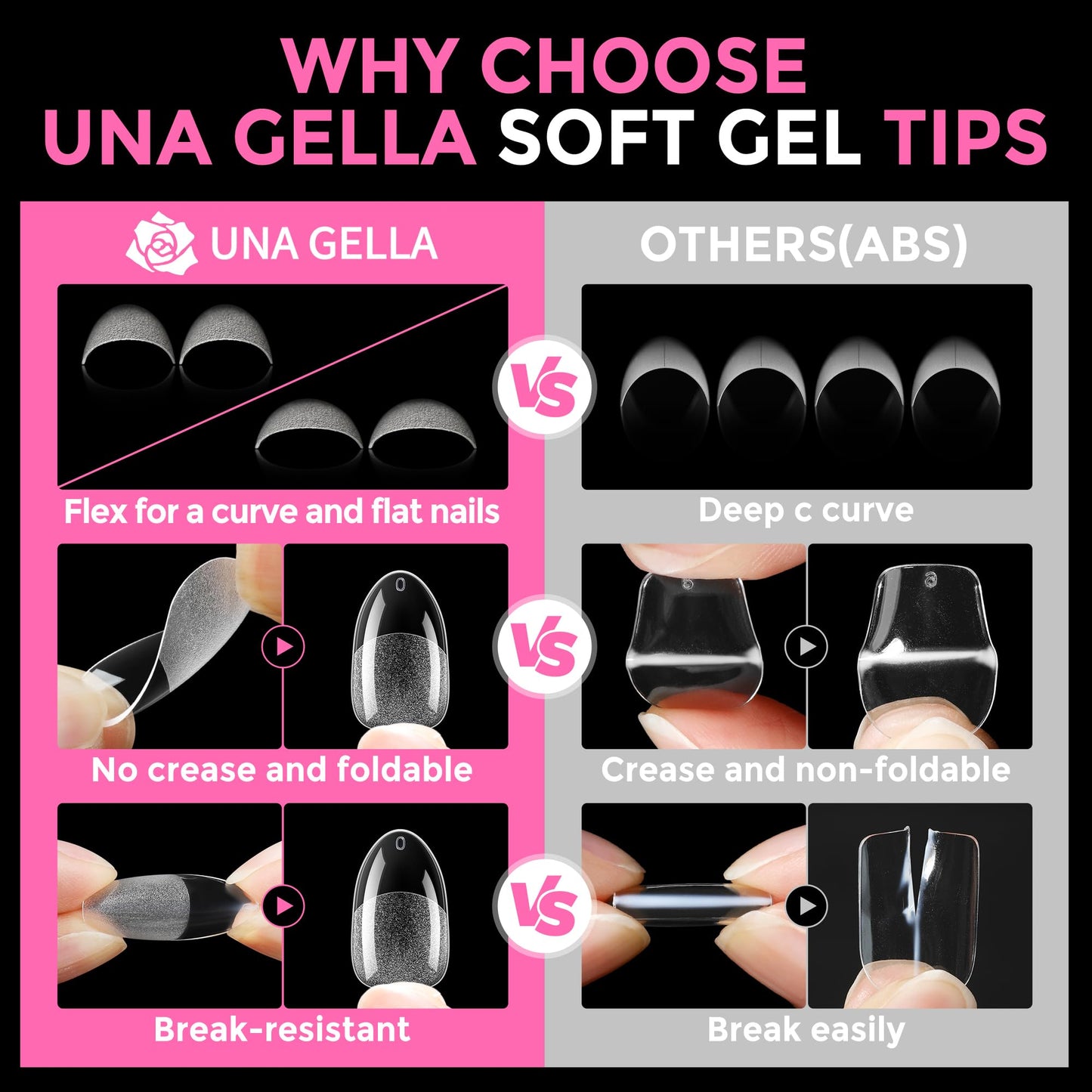 UNA GELLA Medium Oval Fake Nails Pre-shape 216pcs Round Gel Nail Tips Press on Nails for Full Cover Acrylic Round Oval Full Nails False Nails 12 Sizes False Soft Gel Tips
