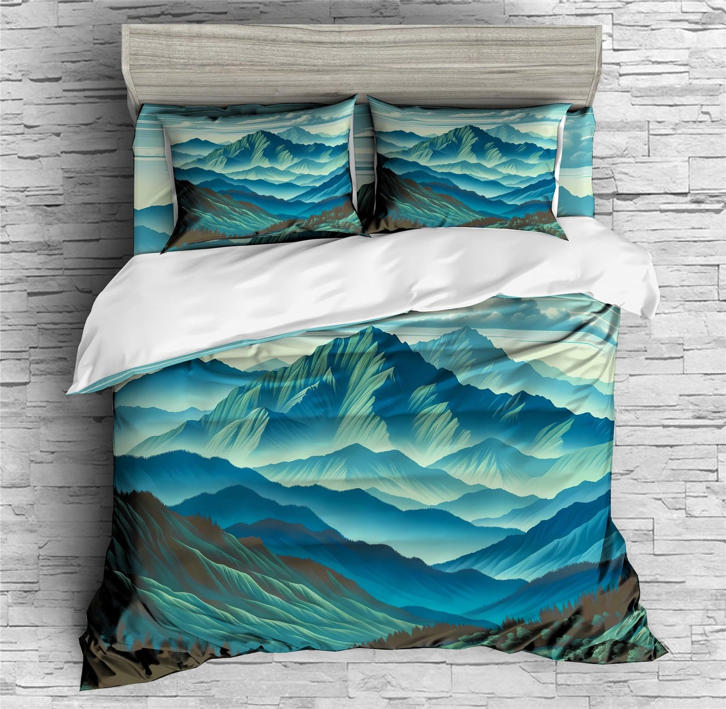 REALIN Hawthorn Duvet Cover Set 3D Bedding Japan Forest Mountain River Bed Sets 2/3/4PCS Quilt Covers/Sheets/Pillow Shams,Twin/Full/Queen/King (Twin-172x218cm-3PCS,E)