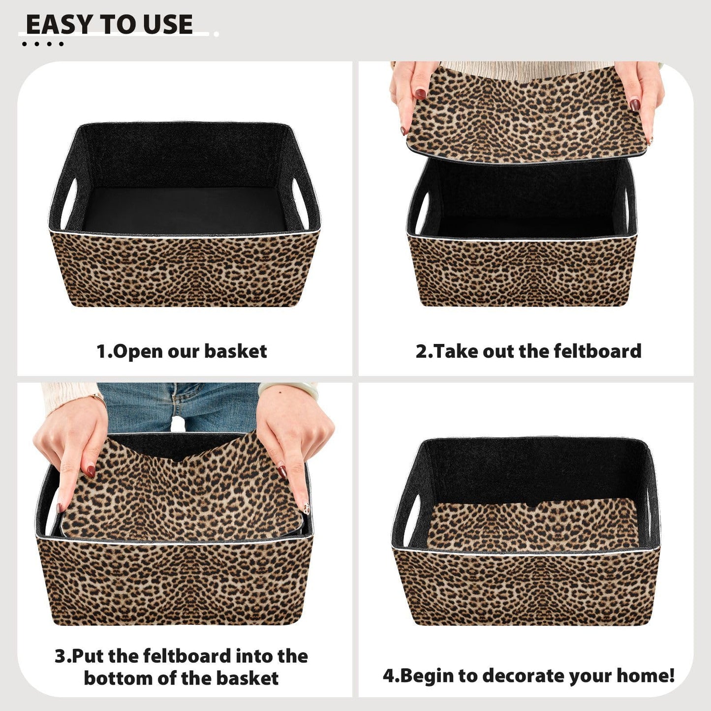 Shelf Basket Storage Toy Baskets Leopard Print Cheetah Pattern Foldable Storage Box for Cosmetic Organizing Decorative Baskets for Shelves,Office,Table,Home