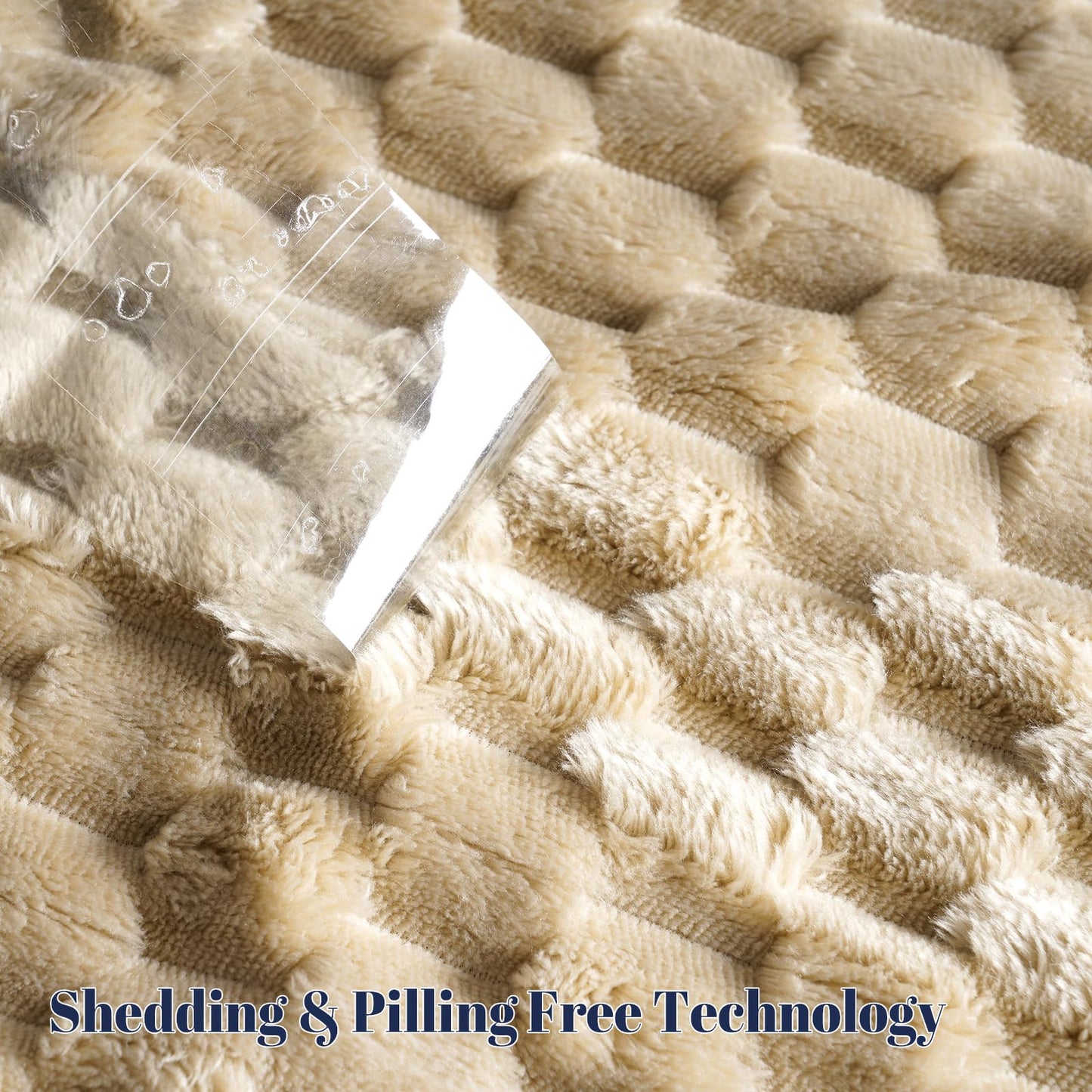 PHF Ultra Soft Flannel Fleece Throw Blanket, Lightweight 3D Jacquard Fleece Blanket, No Shedding, No Pilling, Luxury 340GSM Fluffy Cozy Throws for Couch Room Decor, 50"x60", Khaki