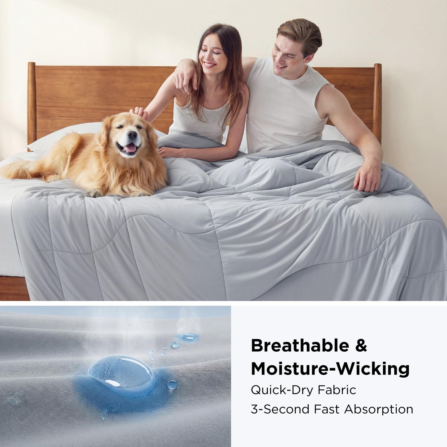 Bedsure Cooling Comforter Twin - Cooling Blankets for Hot Sleepers, Lightweight Comforter for Summer with Dual-Sided Cool Tech, Soft Breathable Cold Blanket for Sleeping, Grey, 68x88 Inches