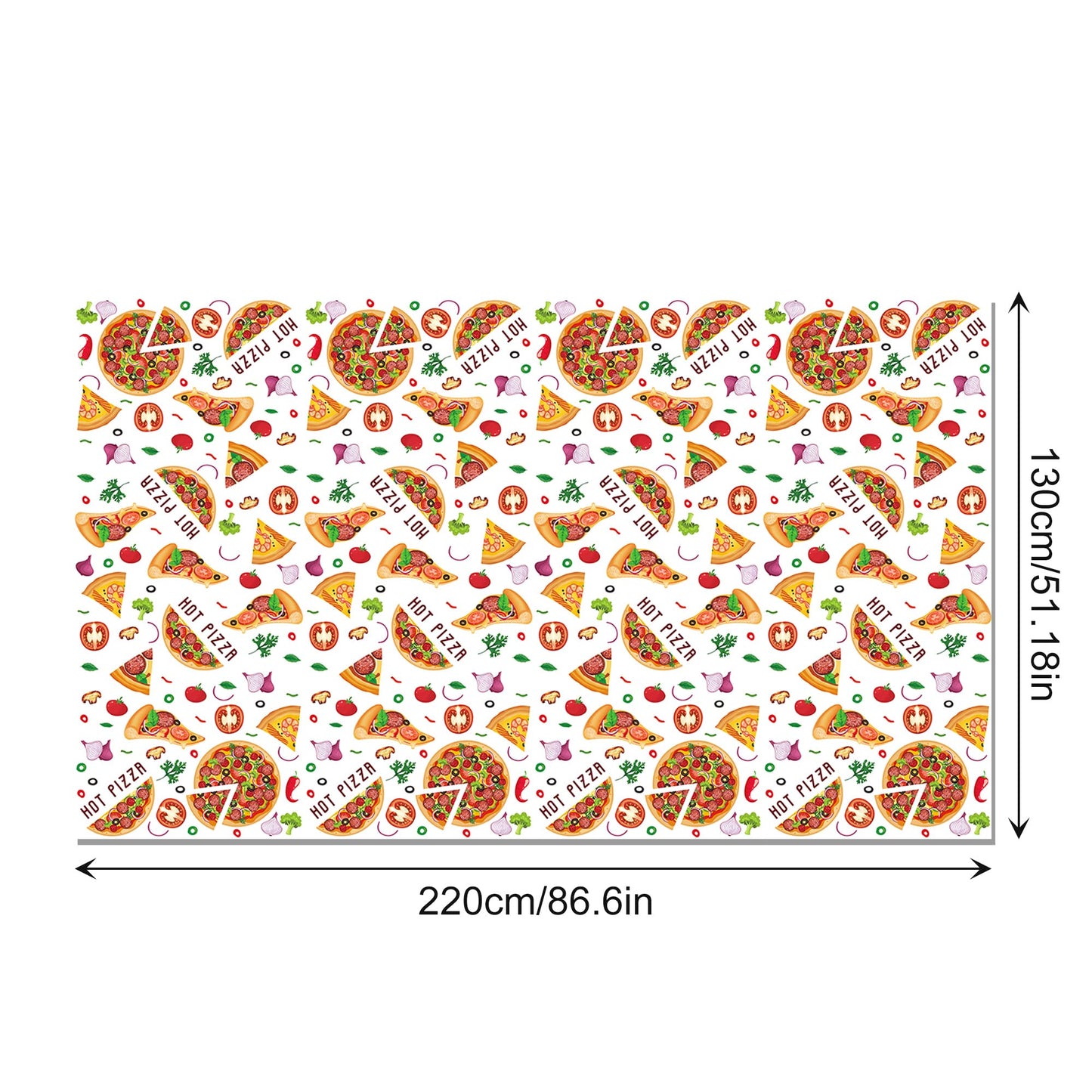 CC HOME 1 Pack Pizza Party Plastic Tablecloth 54 x 87 Inch Long Rectangular Table Cover for Buffet,Birthday Party Holiday Dinner,Picnic or Tablecloth for Kitchen Event Use