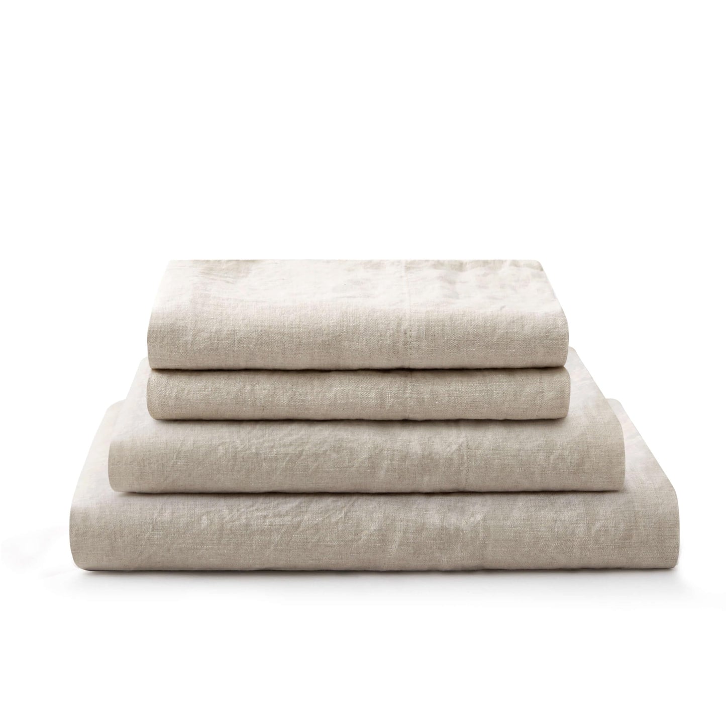 ATLINIA 100% Pure Flax Linen Bedding Set - Stone Washed French Linen Fabric Deep Pocket Fitted Sheet Farmhouse Flat Sheet 2 Pillowcases (Natural, Queen)