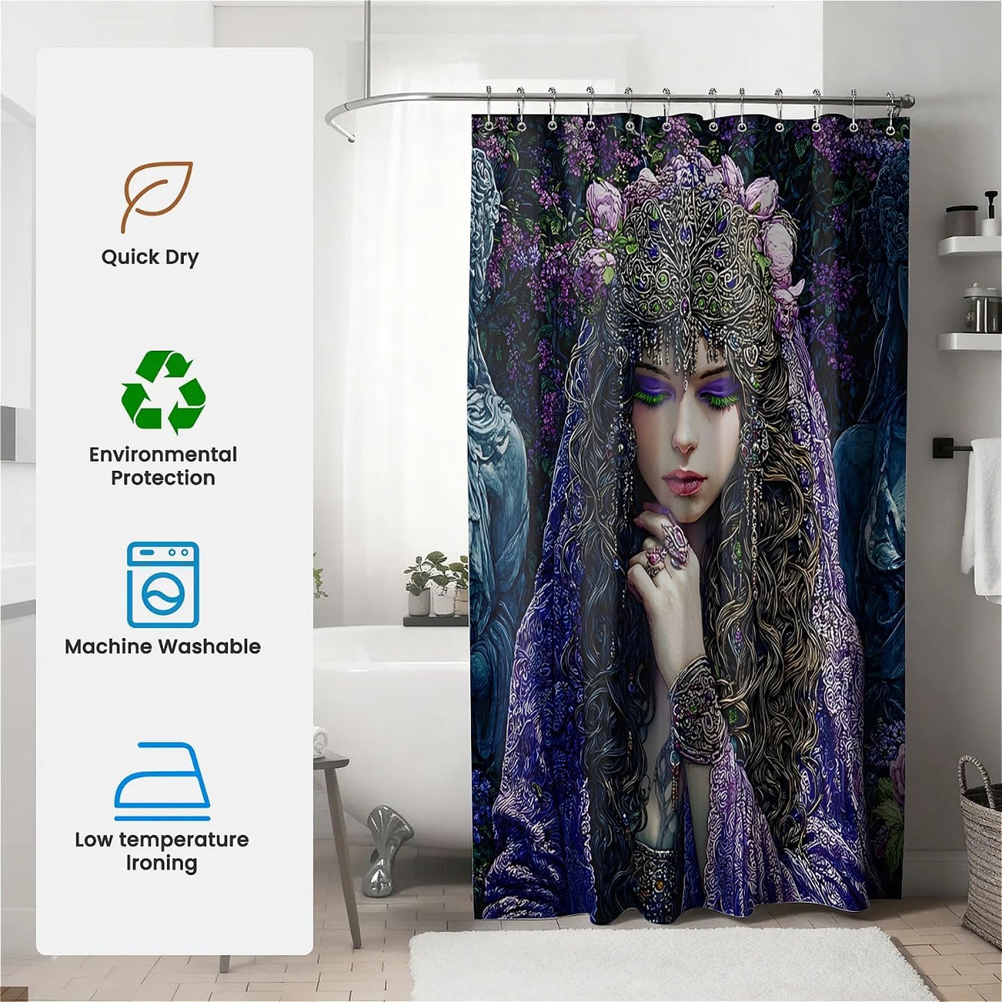 TANGXUNFA Praying Girl Shower Curtain for Bathroom, Water-Resistant Long Shower Curtain Set 72x72 Inch with Metal Grommets and 12 Metal Hooks