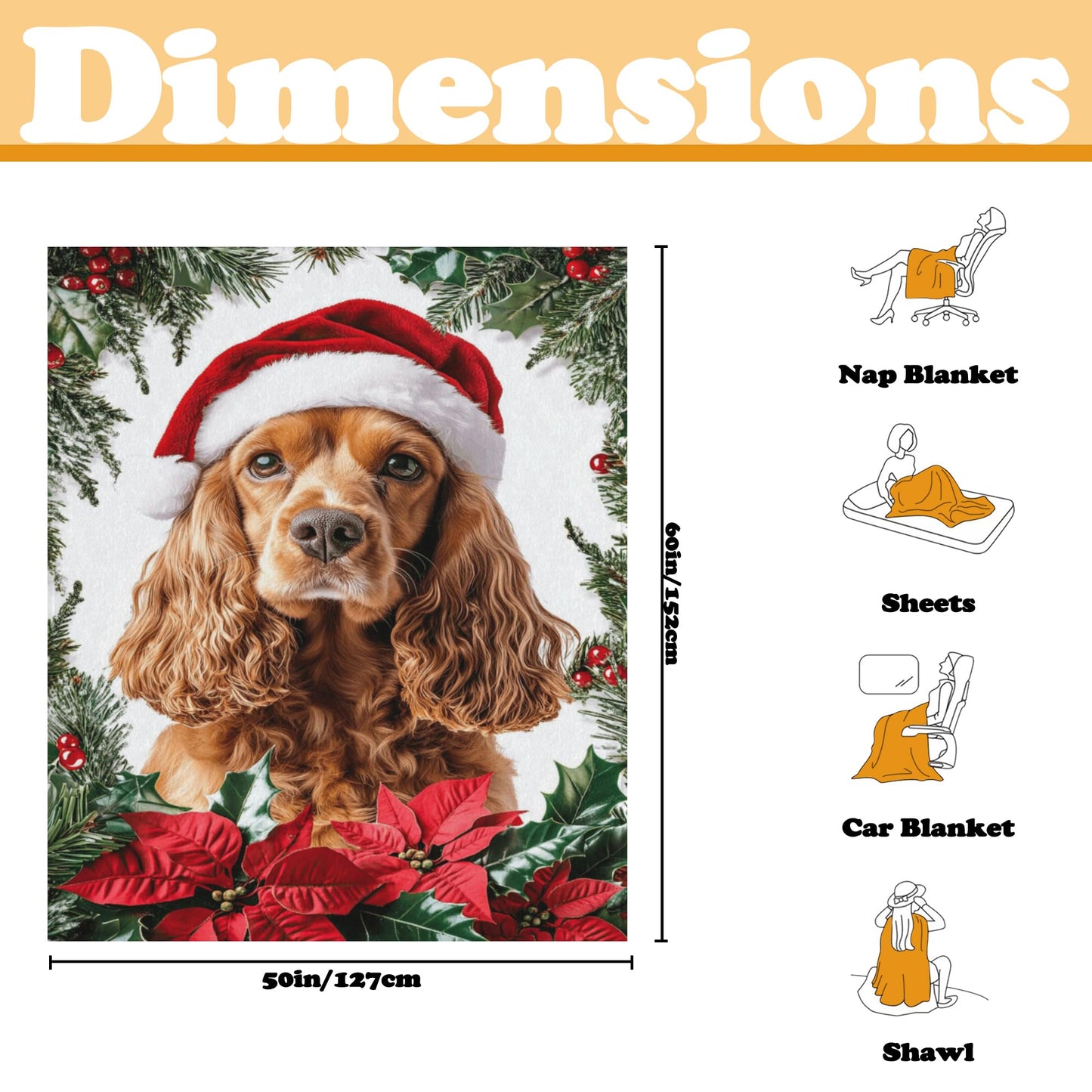 Christmas Dog Blanket,Heavyweight Soft Throw Blanket - Ultra Soft Fuzzy Party Blanket Gifts for Bed Sofa Home Decor,60''x 50''