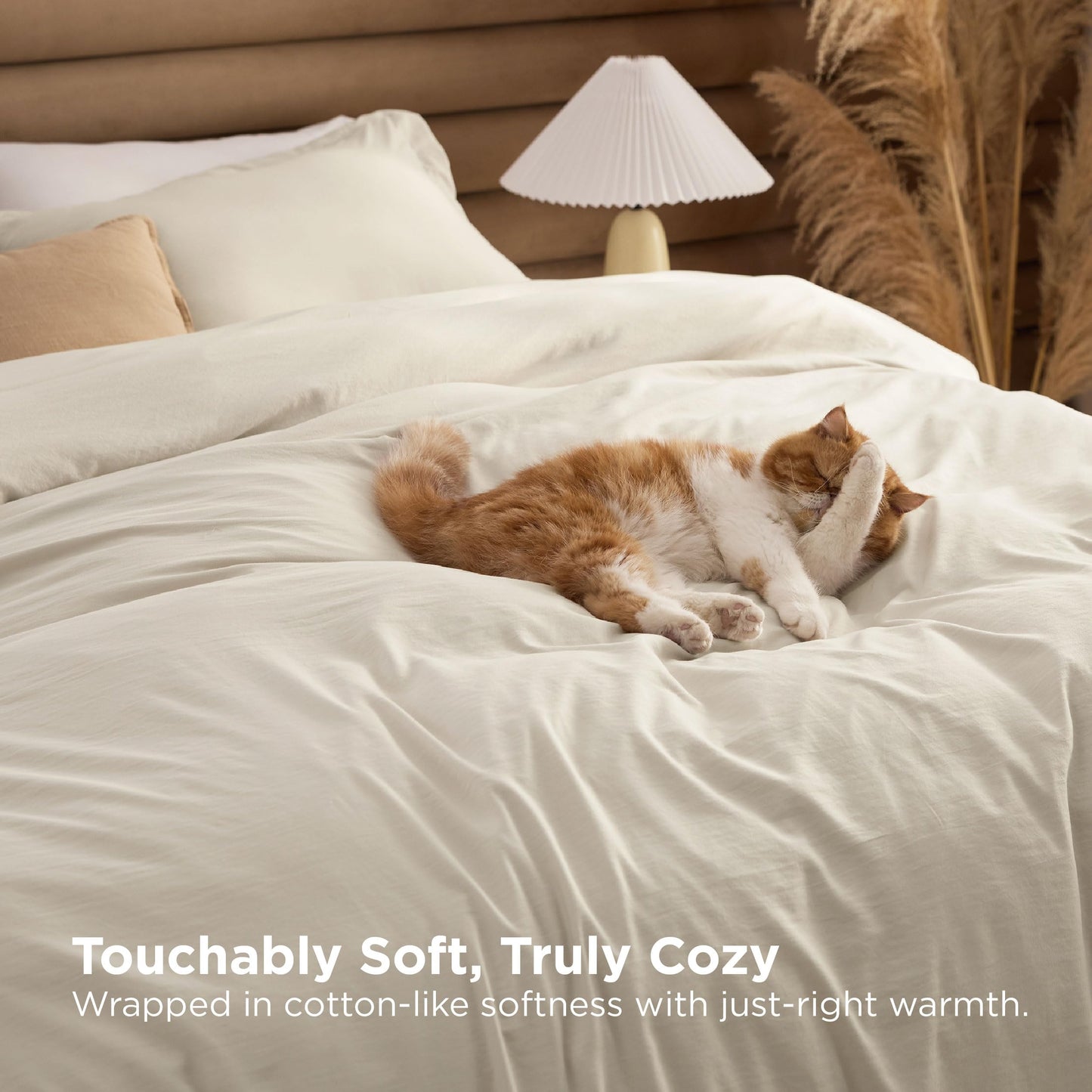 Bedsure Removable Cover with Comforter Duvet Insert King - 4 Pieces Beige Prewashed Soft Bedding Set for All Seasons Use, Includes 1 Duvet Cover, 1 Comforter, 2 Pillow Shams