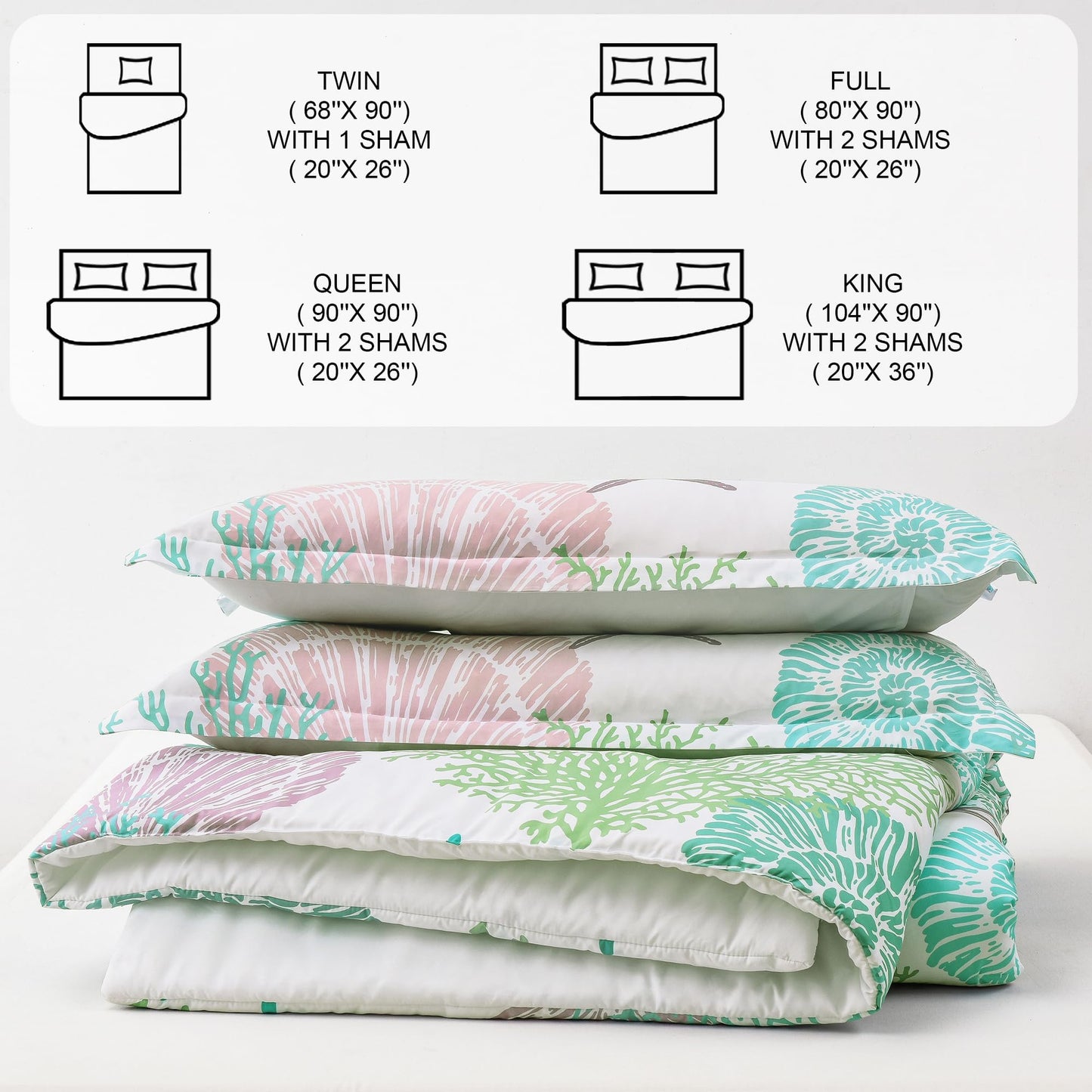 Tritard Coastal Comforter Set King Size 3 Piece, Soft Beach Themed Comforter, Ocean Nautical Lightweight Bedding Sets for All Seasons, (1 Reversible Comforter and 2 Pillow Shams), 104''x90'', C5