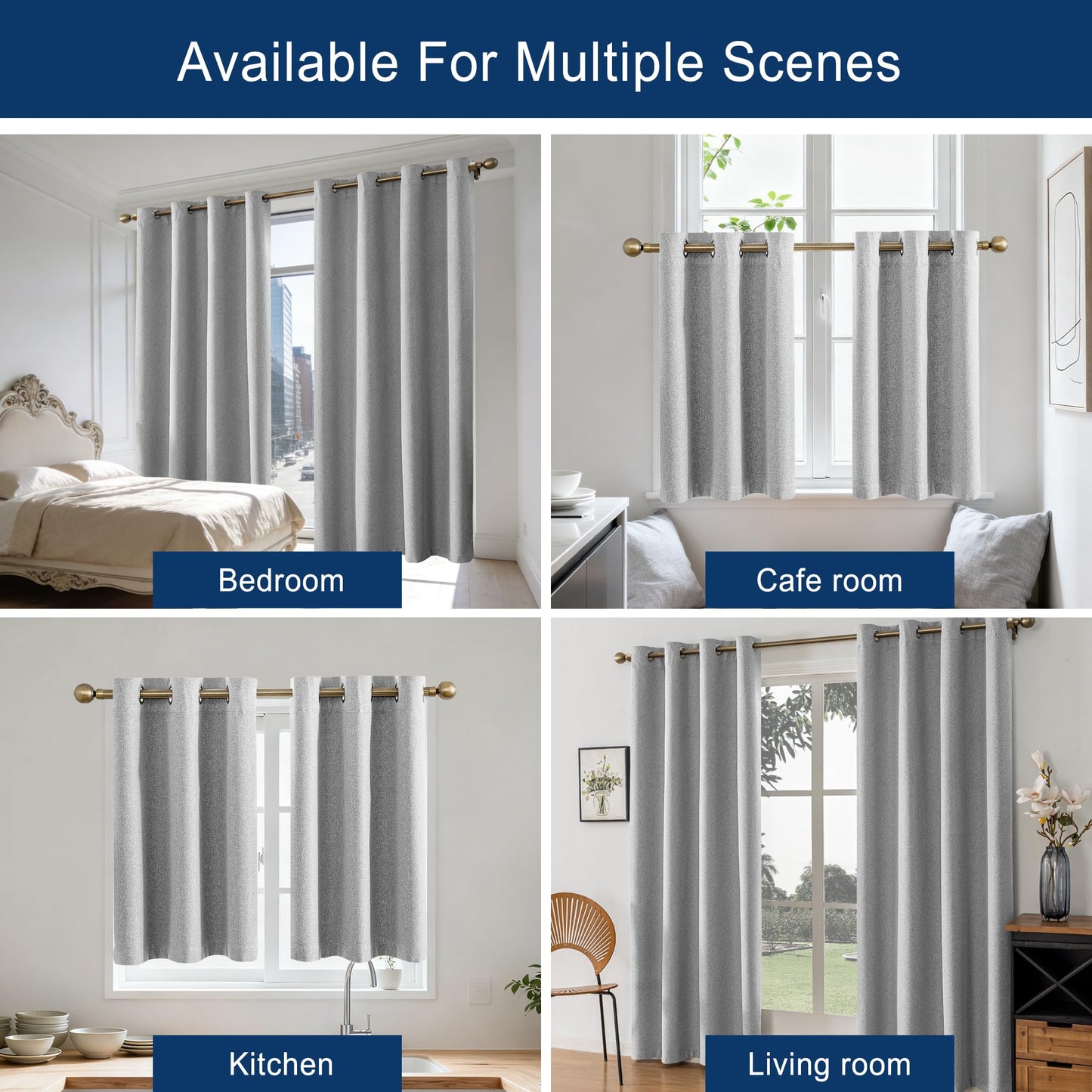 Sinotalent 100% Blackout Curtains for Bedroom Living Room 63 Inches Long 2 Panels, Linen Textured Grommet Room Darkening Curtain, Thermal Insulation Light Blocking Drapes. (Grey, 35”W x 63”L)