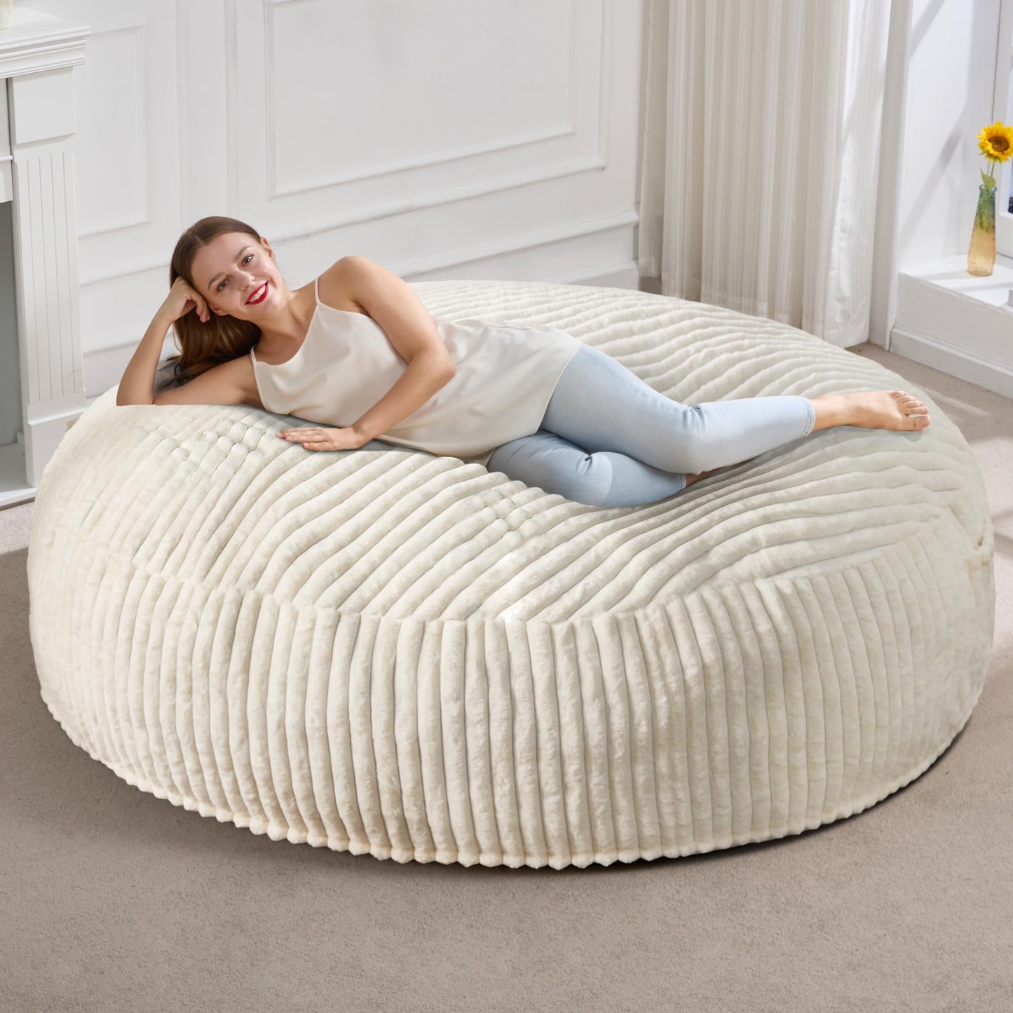 Hobestluk Adult Bean Bag Chair Giant Beanbag with Filling Living Room 6FT