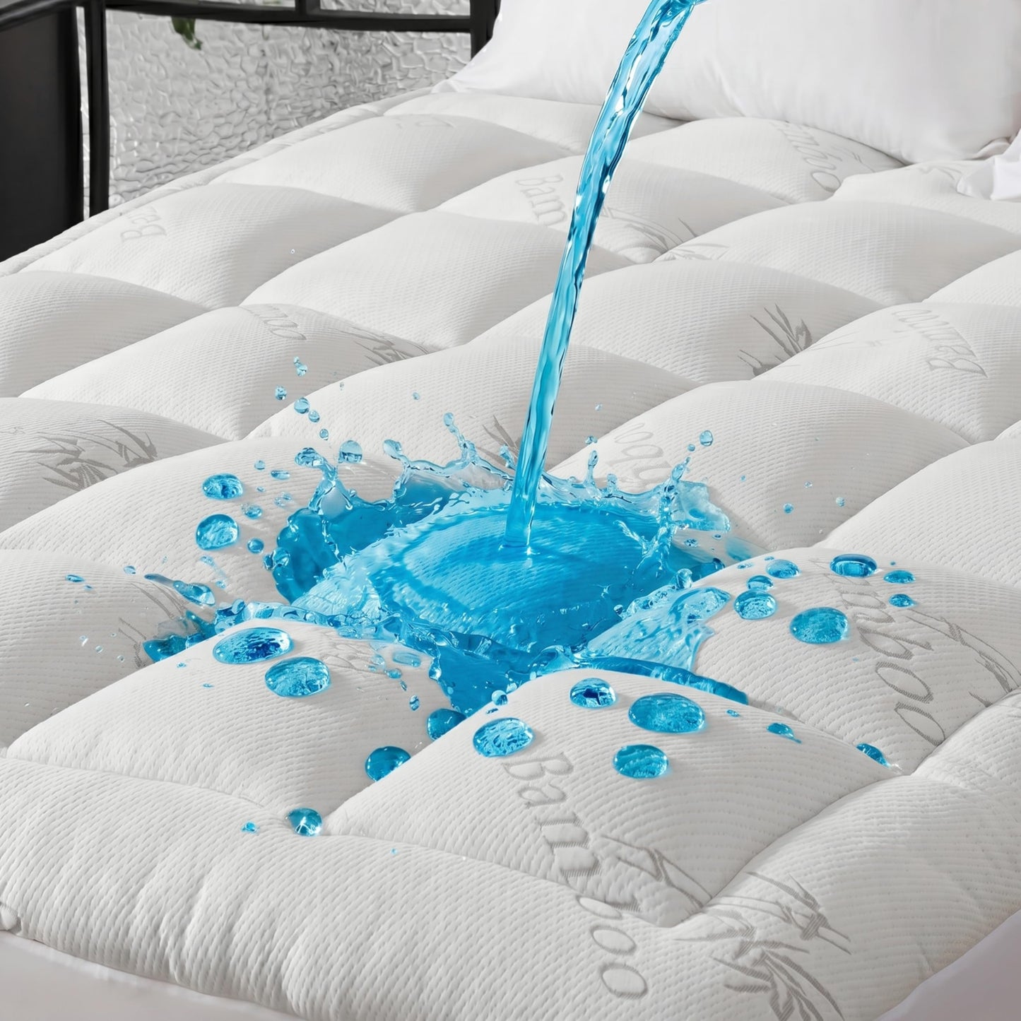 Ubauba 100% Waterproof Queen Size Mattress Topper, Viscose Made from Bamboo Pillow Top Mattress Protector for Back Pain Relief, Breathable Cooling Mattress Pad for Hot Sleeper, 8-21 Inch Deep Pocket