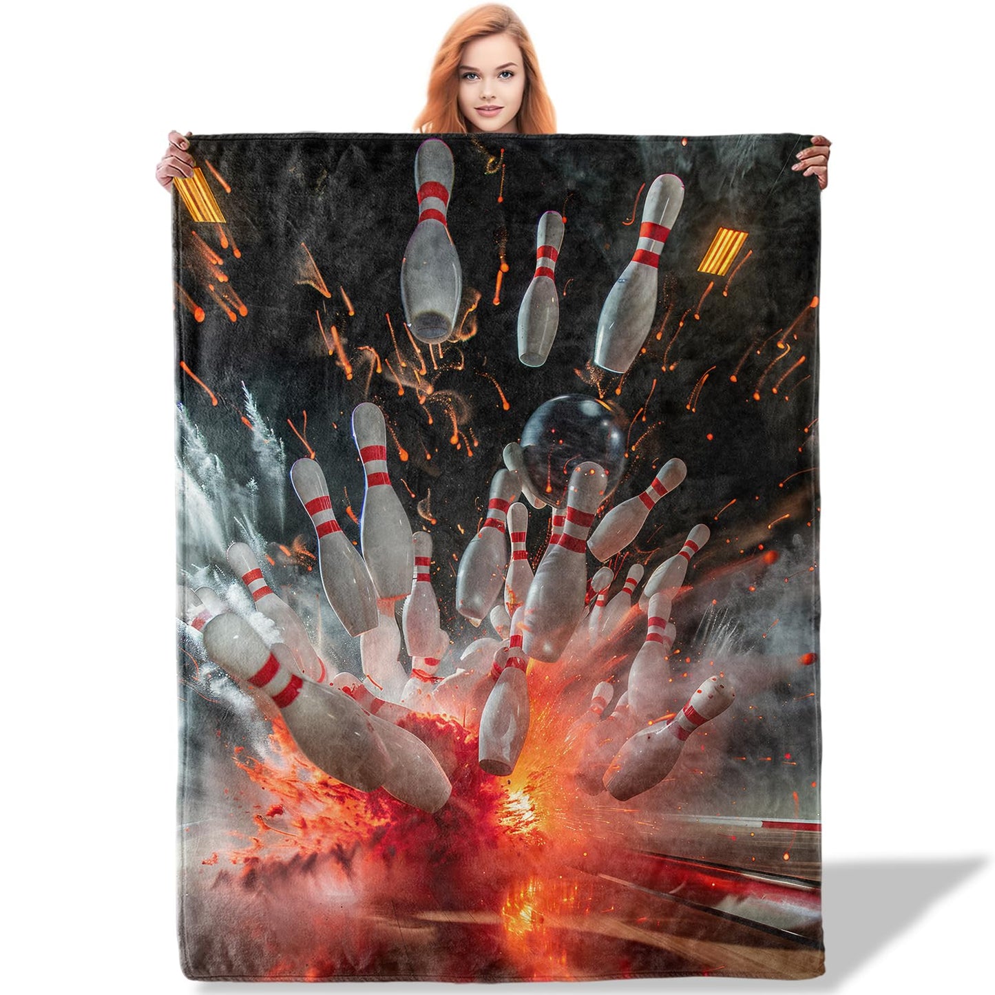 Plistiz Bowling Throw Blanket for Women Girls Boys, Soft Flannel Blankets Gifts for Living Room Couch, Home, Sofa Decor, 50"x60"