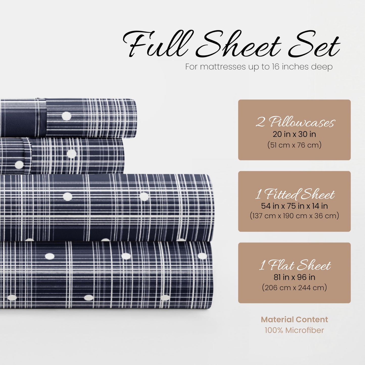 Linen Market 4 Piece Full Bedding Sheet Set (Navy Polka) - Sleep Better Than Ever with These Ultra-Soft & Cooling Bed Sheets for Your Full Size Bed - Deep Pocket Fits 16" Mattress