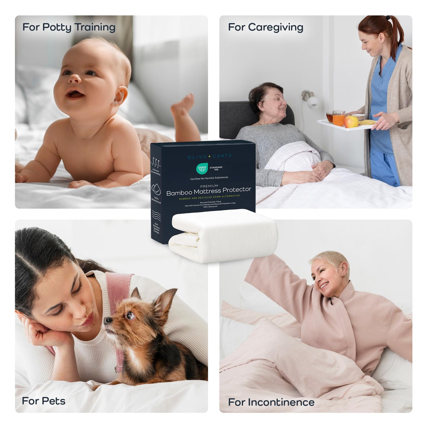Olive + Crate 100% Viscose Bamboo Mattress Protector - Eco-Conscious Cooling Mattress Cover - Waterproof Hypoallergenic Protection - Breathable California King Shield Against Dust & Spills