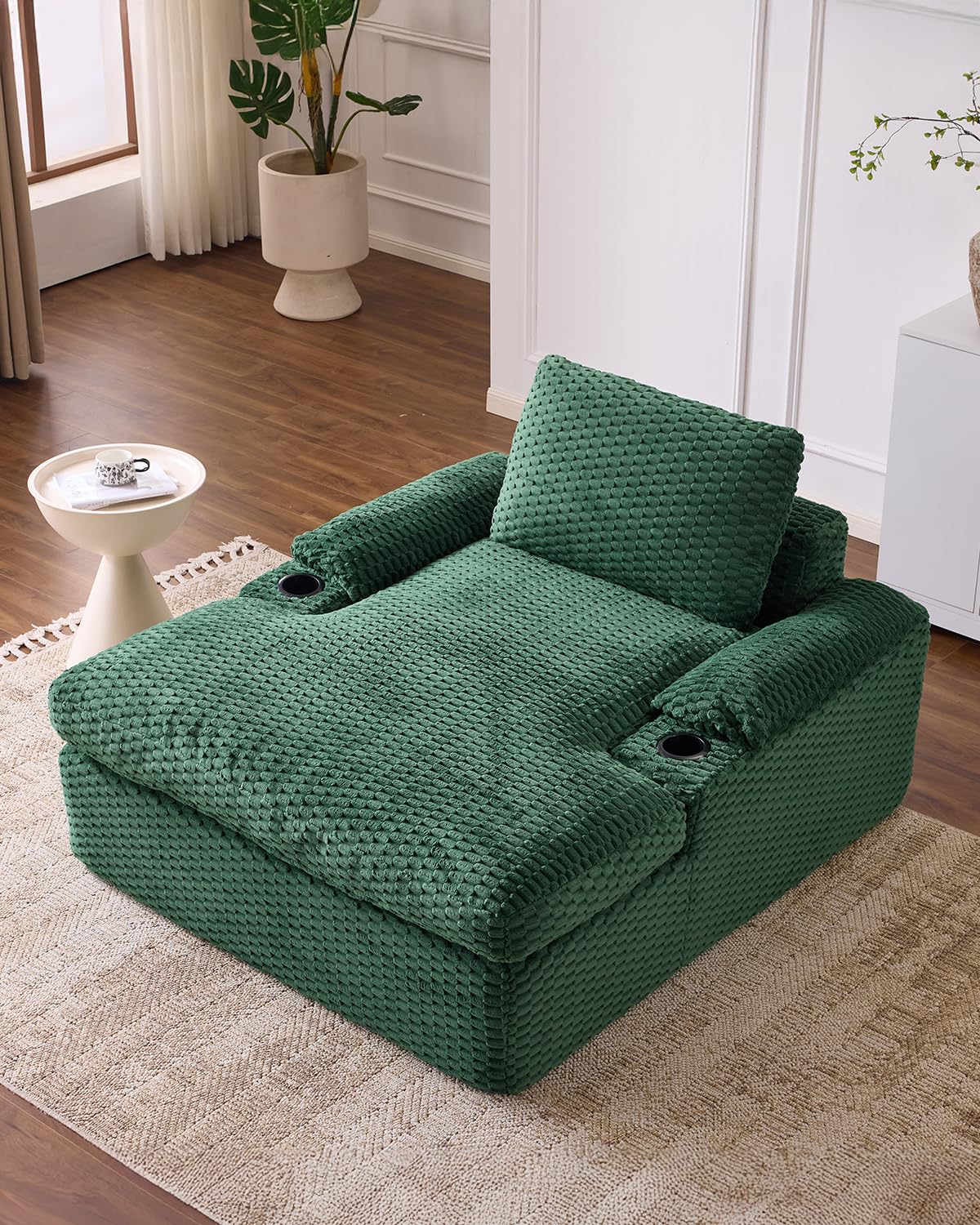 Karl home 59.8" Chaise Lounge Chair Indoor,20.1" Deep Seat, Green
