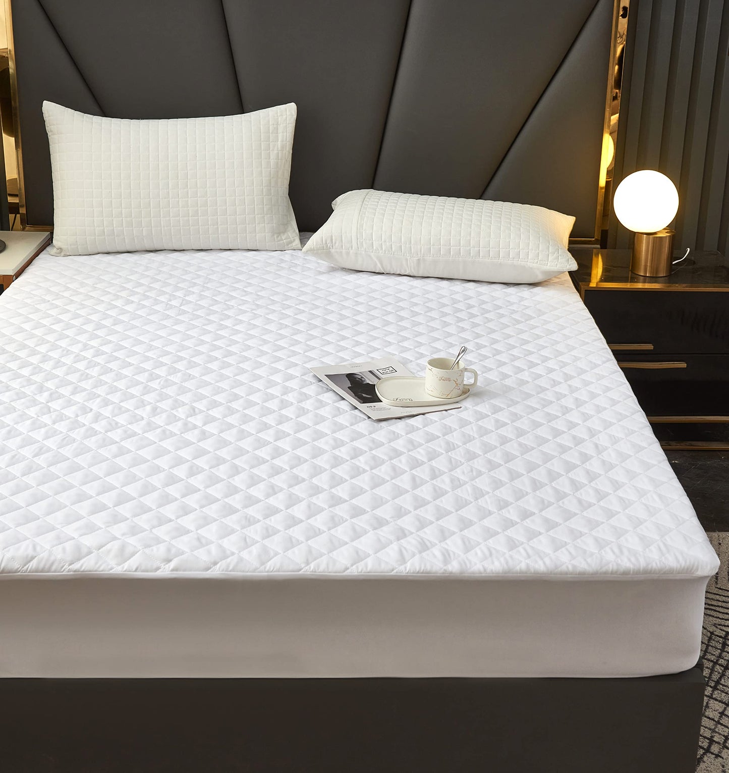 Elif Queen Size Mattress Protector, Waterproof, Quilted Cover Pad, Cooling, Soft, Comfortable, Deep Pocket, Breathable (Queen)