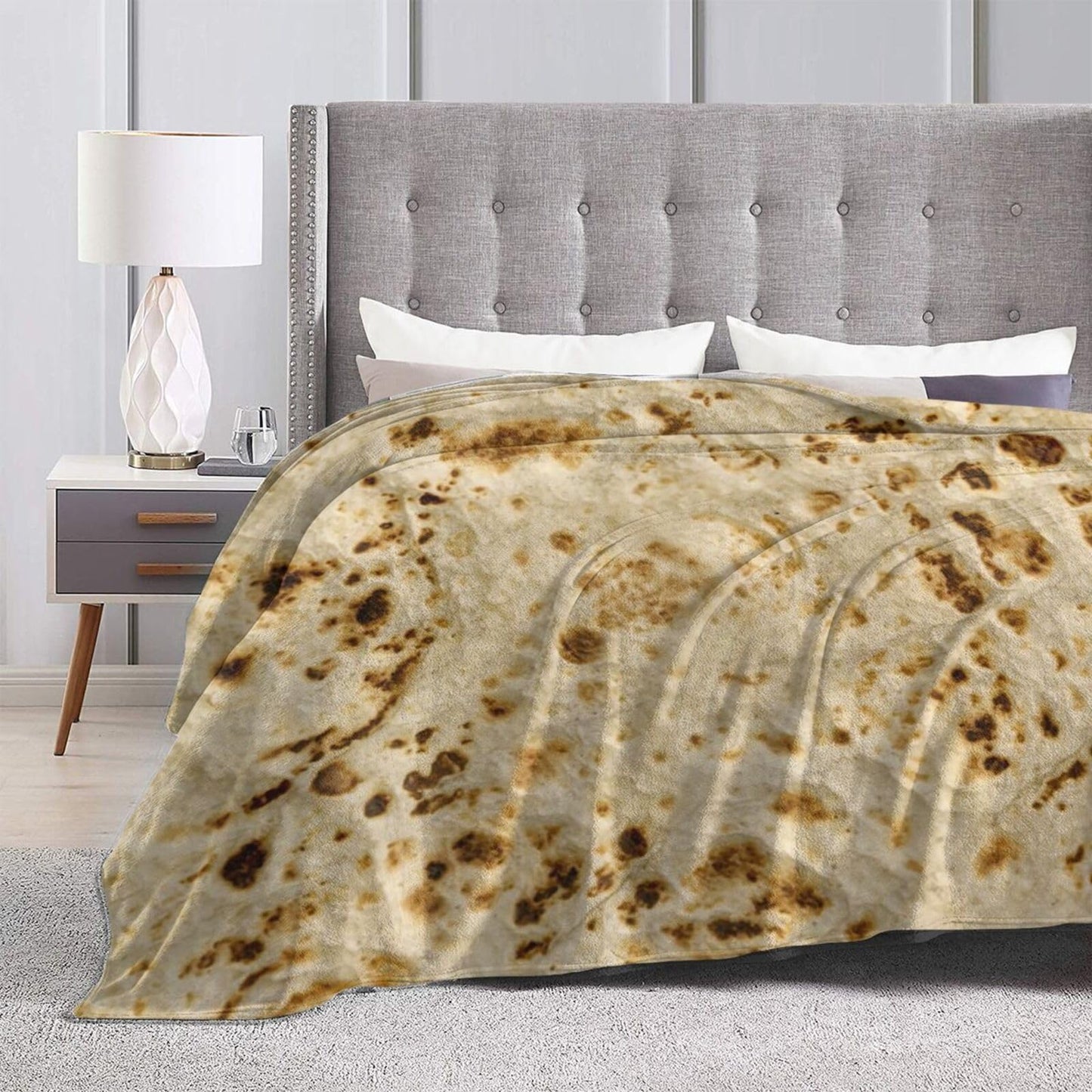 Fried Lavash Burrito Tortilla Food Texture Throw Blanket Super Soft Warm Bed Blankets for Couch Bedroom Sofa Office Car, Cozy Flannel Plush Blanket Gifts for Girls Boys Teens Adults 60"x50"