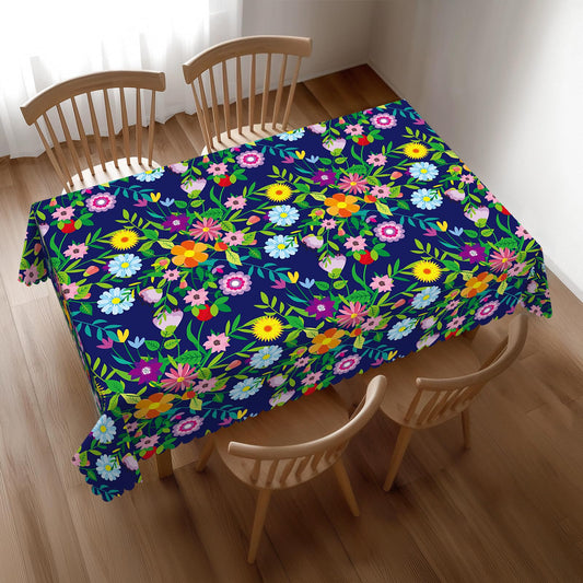 LUOKAIFU Colorful Flowers Table Cloth Rectangle Summer Spring Floral Tablecloths Reusable Wildflower Table Cover Washable Leaf Daisy Picnic Tabletop Decor Kitchen Outdoor Dining Tablecloth,54"X72"