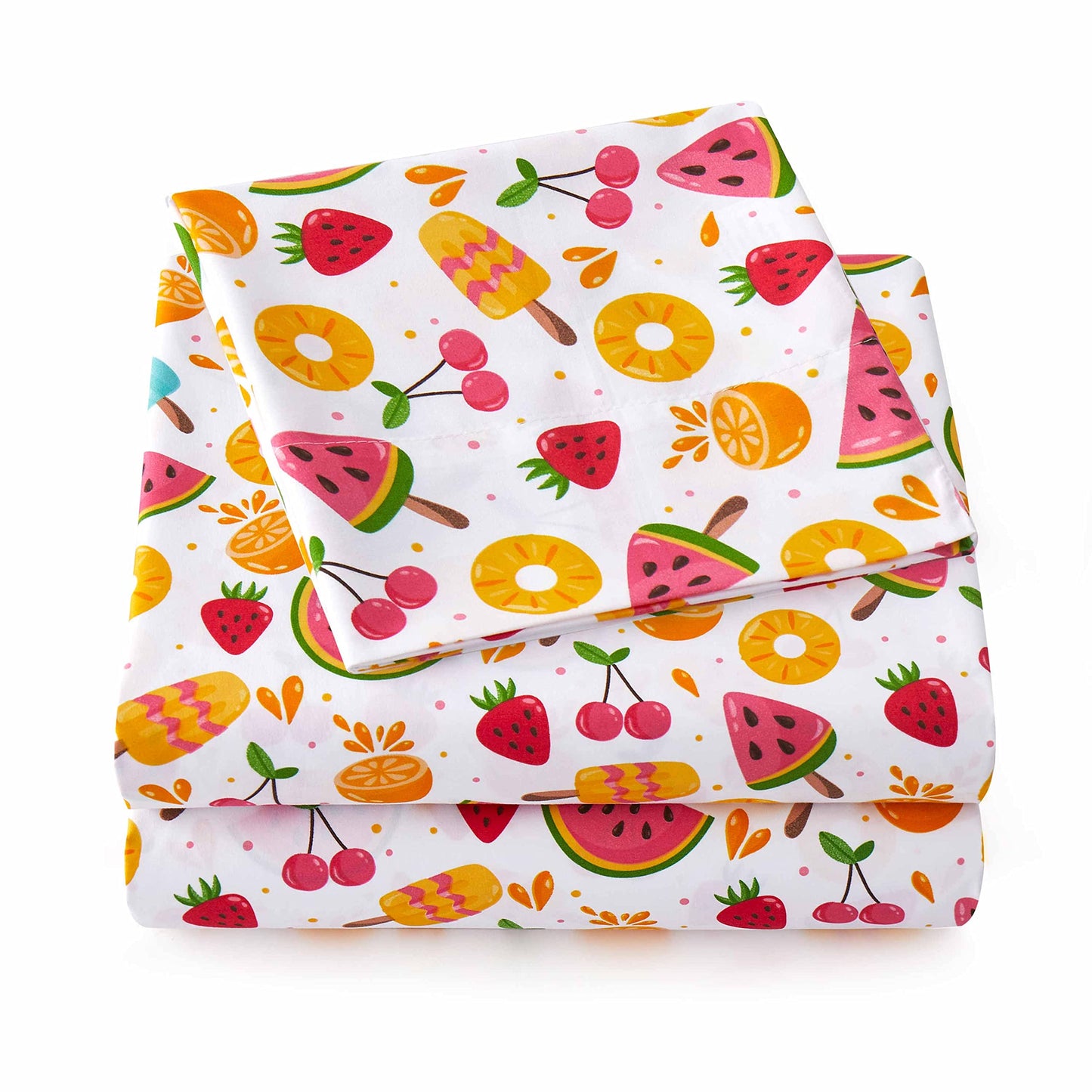 1500 Supreme Kids Bed Sheet Collection - Fun Colorful and Comfortable Boys and Girls Toddler Sheet Sets - Deep Pocket Wrinkle Free Soft and Cozy Bedding - Twin, Fruity Fun