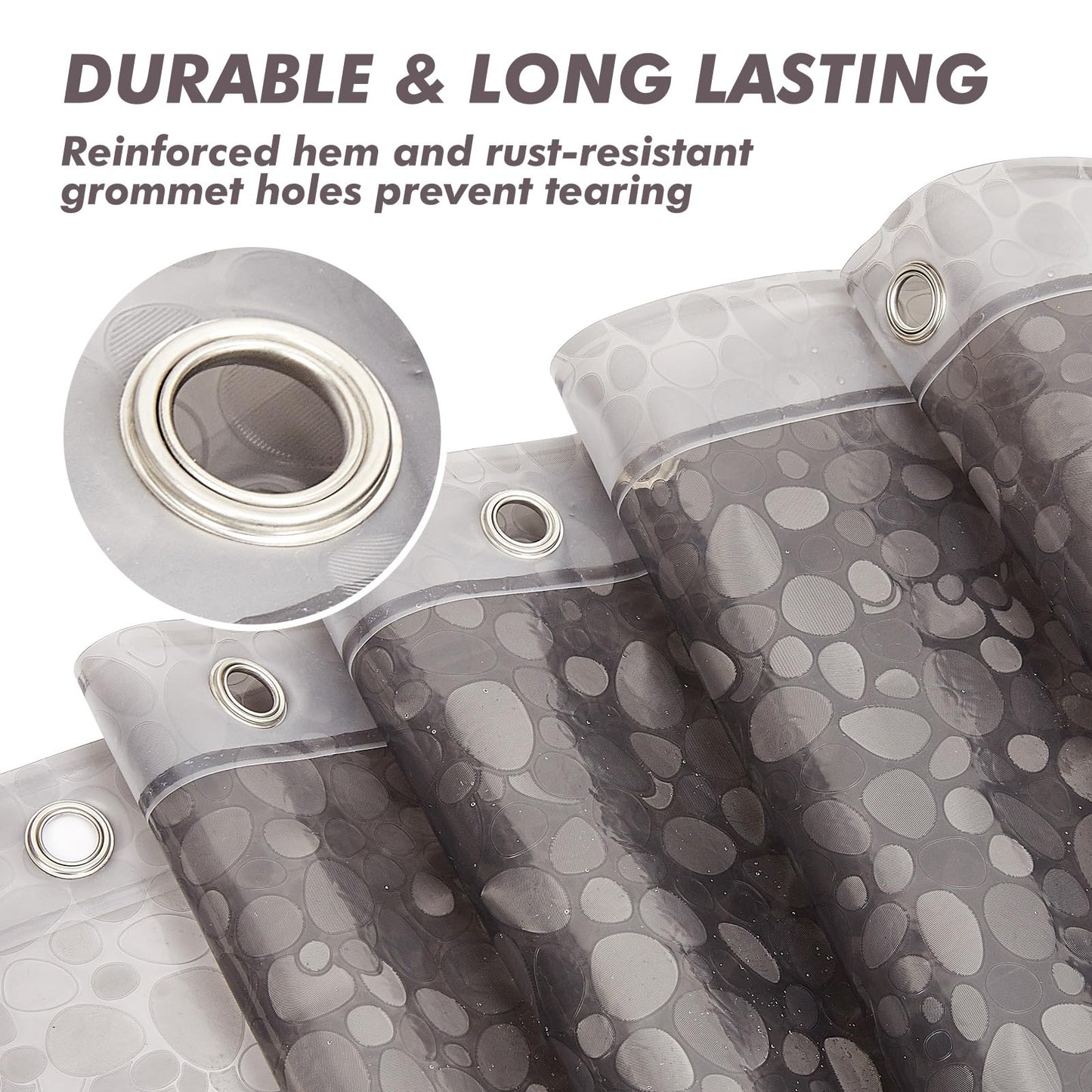 Waterproof Shower Curtain Liner EVA 8G - Rust-Proof Hooks, Heavy-Duty Magnets - Enhance Your Bathroom with Durability and Elegance