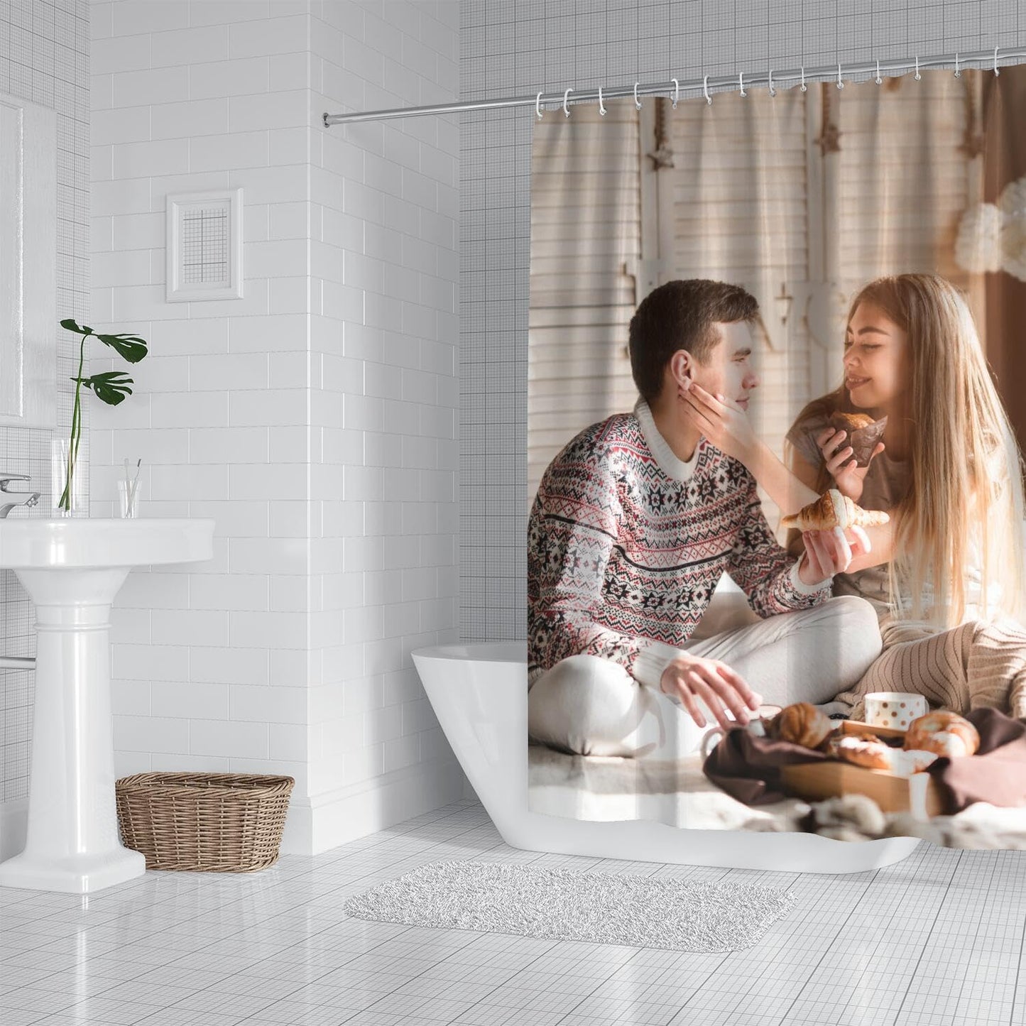Ghroiep Personalized Shower Curtain Set Custom Photo Shower Curtains Modern Minimalist Home Bathroom Curtain Decor with 12 Hooks 72 Inch Wide * 72 Inch High