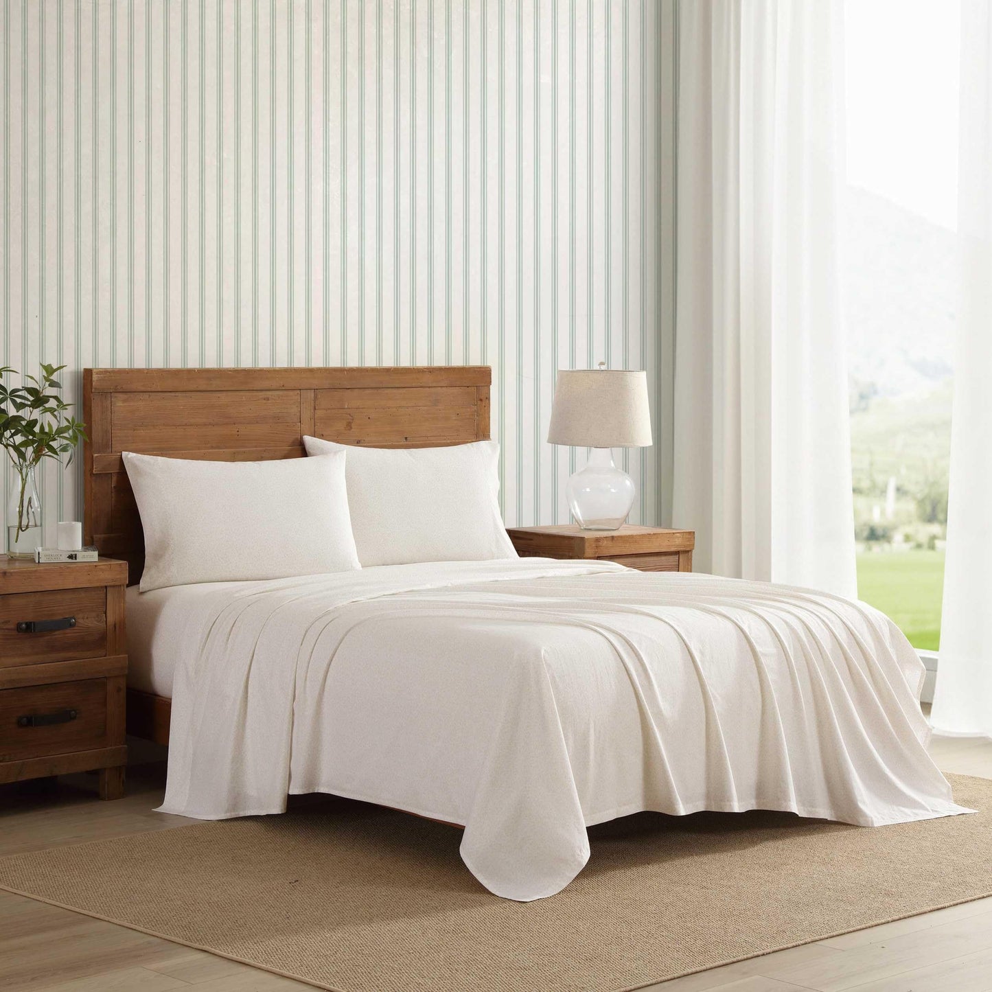 Laura Ashley - King Sheet Set, Crisp & Cool Cotton Percale Bed Sheets, Deep Pockets, Bedding with Matching Fitted Sheet & Pillowcases (Chelsie Vine Yellow)