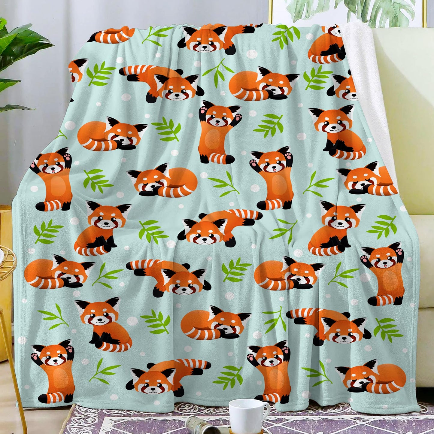 Cute Red Panda Blanket Bedding Soft Lightweight Flannel Throw Blankets for Kids Adults Bedroom Living Room Sofa Gifts 50"X40"