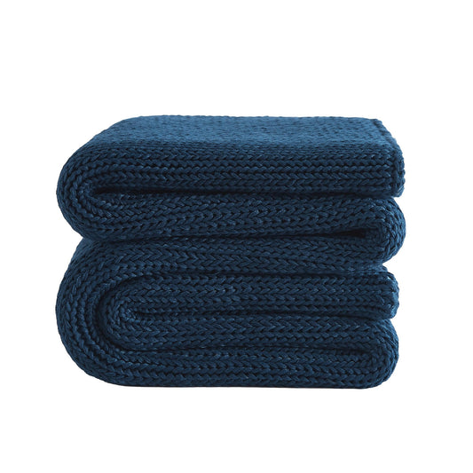 L'AGRATY Knitted Weighted Blanket - 50"x60" 7lbs Cooling Chunky Knit Heavy Blanket for Adults Braided Crochet Throw Thick Cable Yarn Knit Decorative No Beads Evenly Weighted Machine Washable