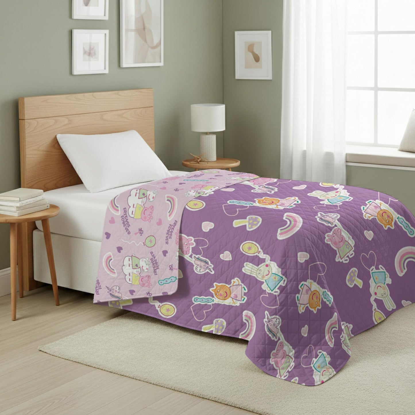 Peppa Pig Fairgrounds Quilted Throw Blanket – Soft Blanket for Kids Featuring Peppa Pig, Lightweight Bedding for Bed, Couch, or Sleepovers, 60 x 80 Inches
