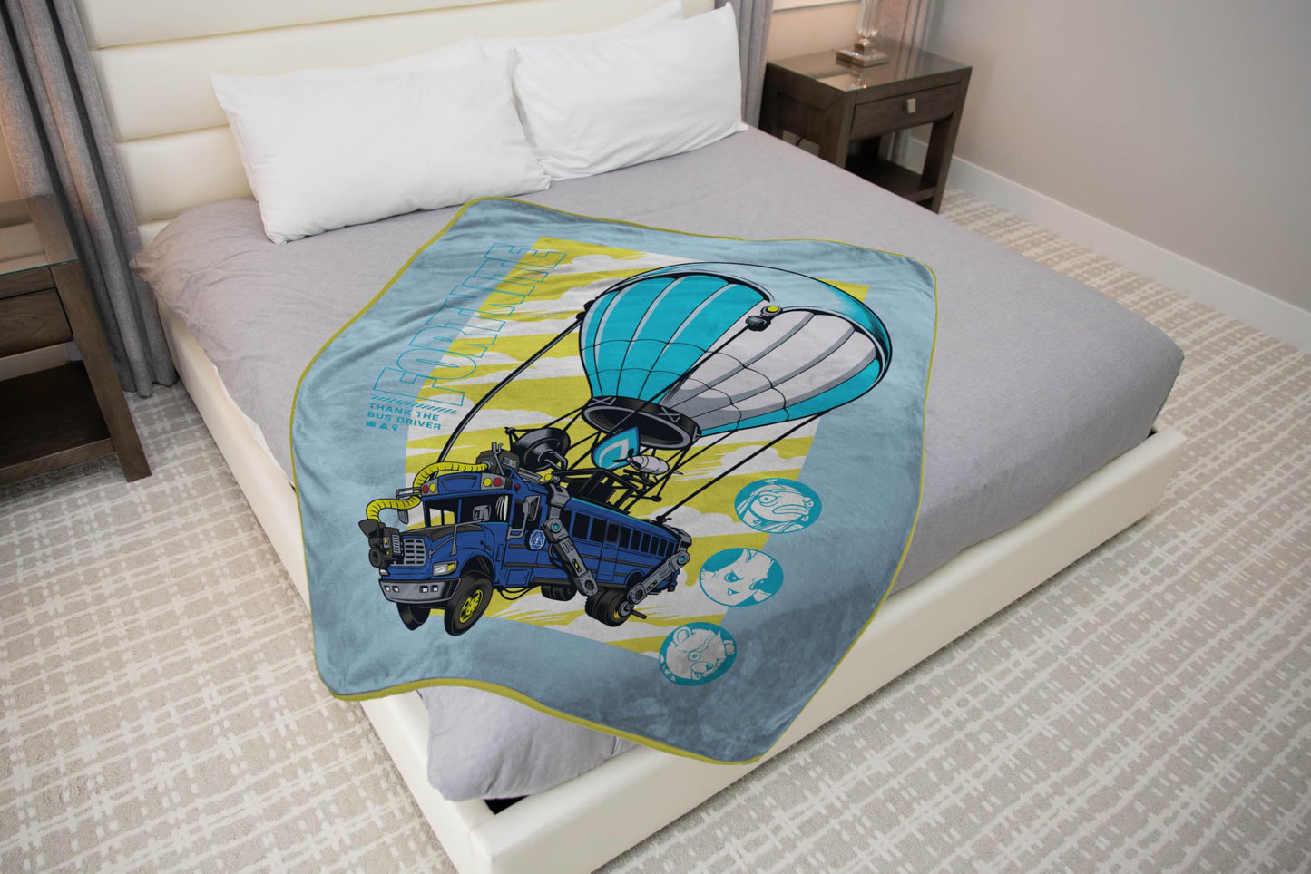 Jay Franco Kids Plush Throw Blanket – Soft & Cozy Fleece Throw for Bedroom & Couch Décor, Official Licensed Product, Blue - Fortnite, 46x60 - Throw Blanket