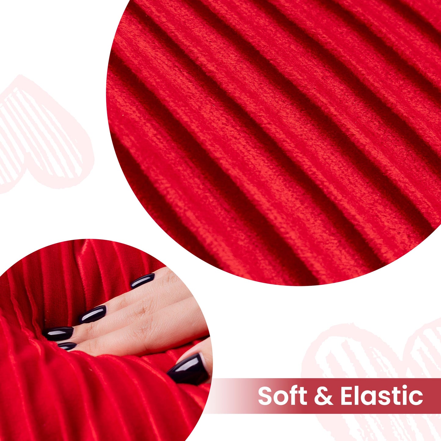 AELS Heart Shaped Pillow, Set of 2, Pleated Velvet Love Pillows, 20 & 16 Inches Decorative Throw Pillows, Valentines Day, Wedding, Living Room, Bedroom, Nursery Decor, Red