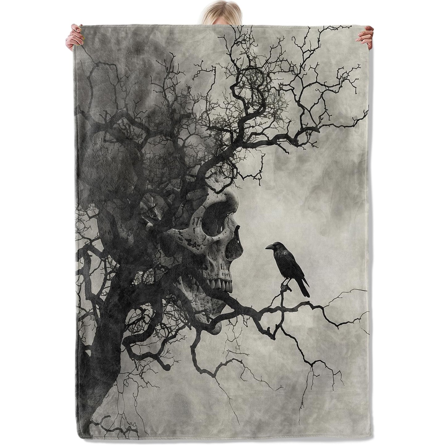 Aonimonis Gothic Skull Throw Blanket Gifts for Women Adults Girls, Soft Fuzzy Warm Cozy Flannel Blankets for Bedroom, Travel, Couch, Home Decor 50x60 in
