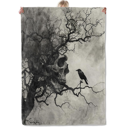 Aonimonis Gothic Skull Throw Blanket Gifts for Women Adults Girls, Soft Fuzzy Warm Cozy Flannel Blankets for Bedroom, Travel, Couch, Home Decor 50x60 in